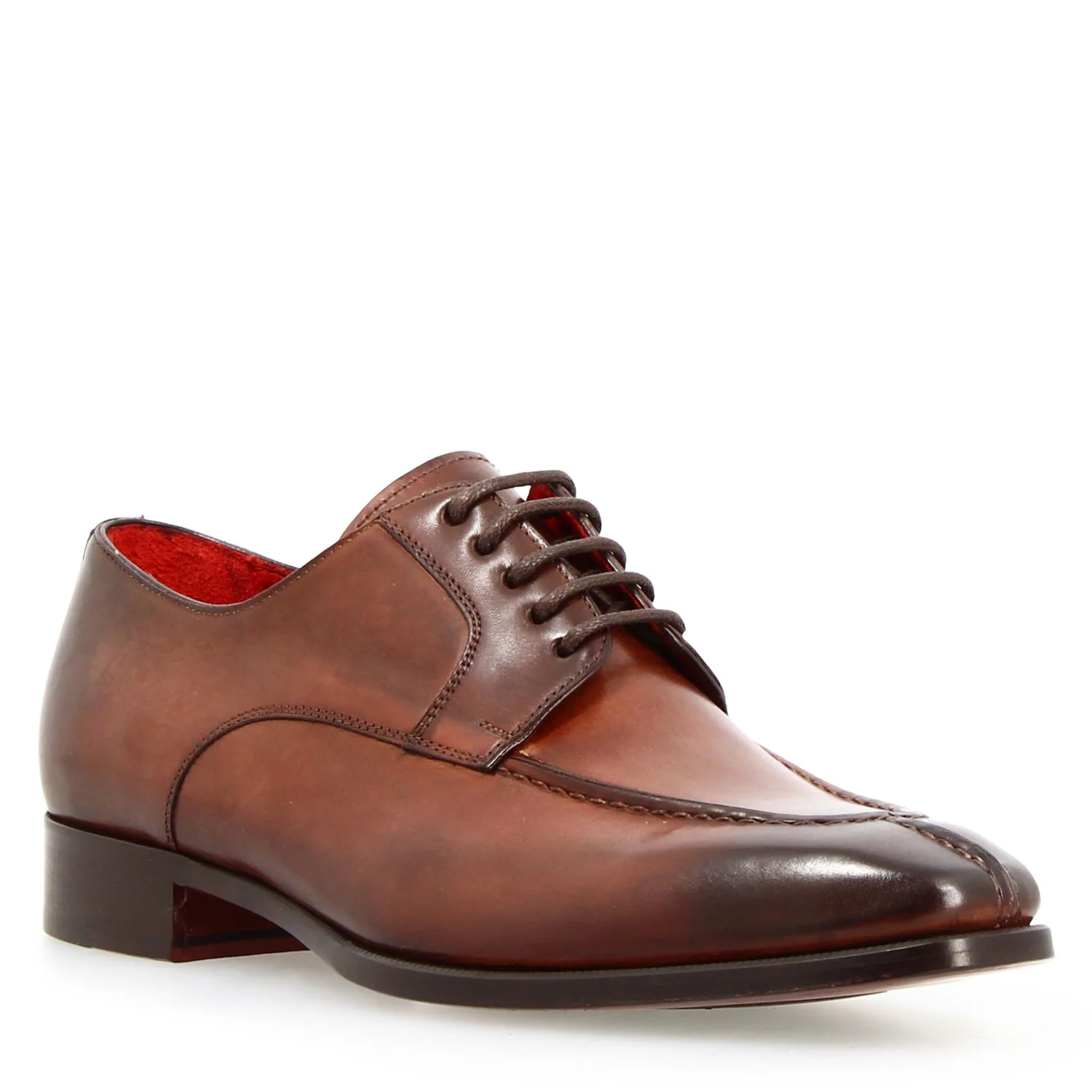 Alfeo marrone derby da uomo artigianale in pelle