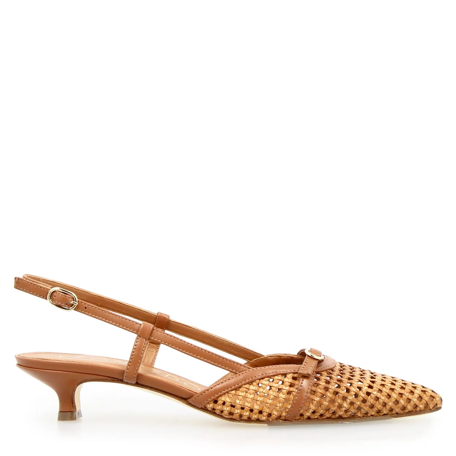Aminta Sandalo slingback artigianale in pelle intrecciata marrone - Image 3