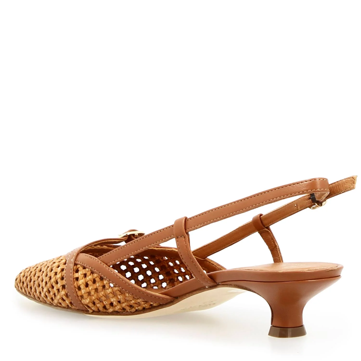Aminta Sandalo slingback artigianale in pelle intrecciata marrone - Image 4