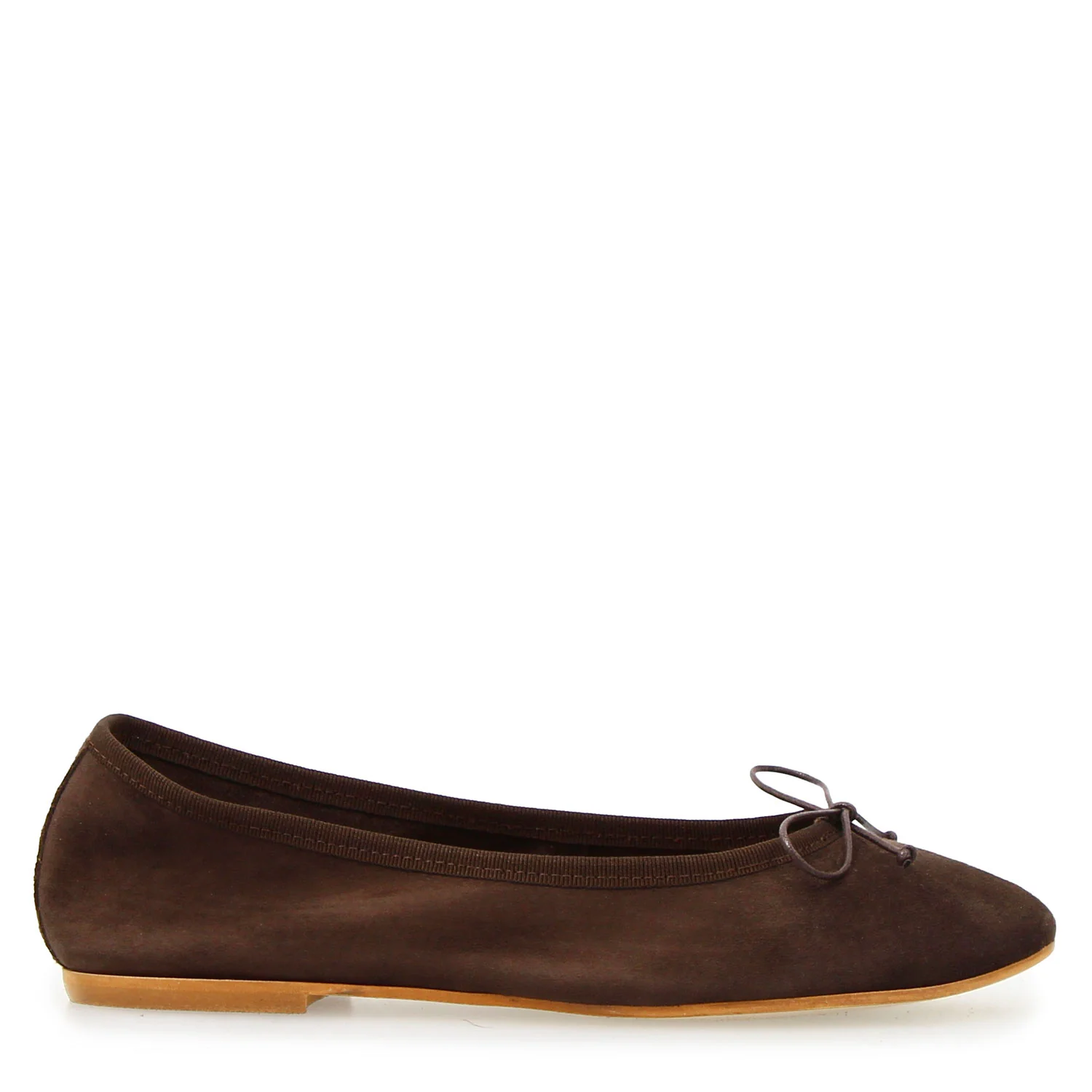 Ballerine da donna Fiocco in camoscio marrone scuro - Image 3