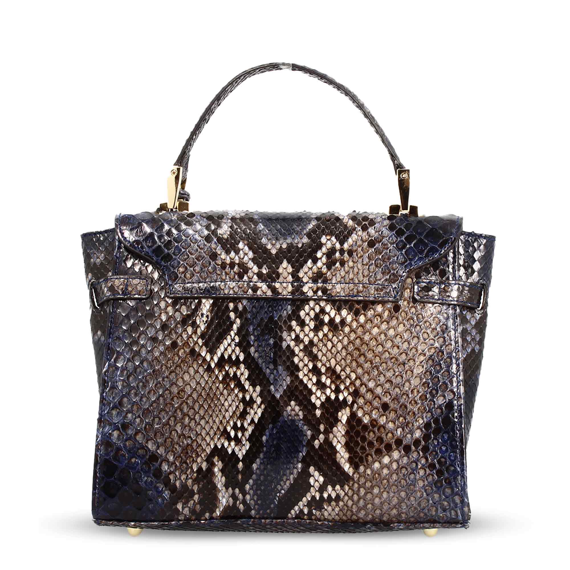 Borsa a mano artigianale da donna in pelle pregiata blu - Image 3