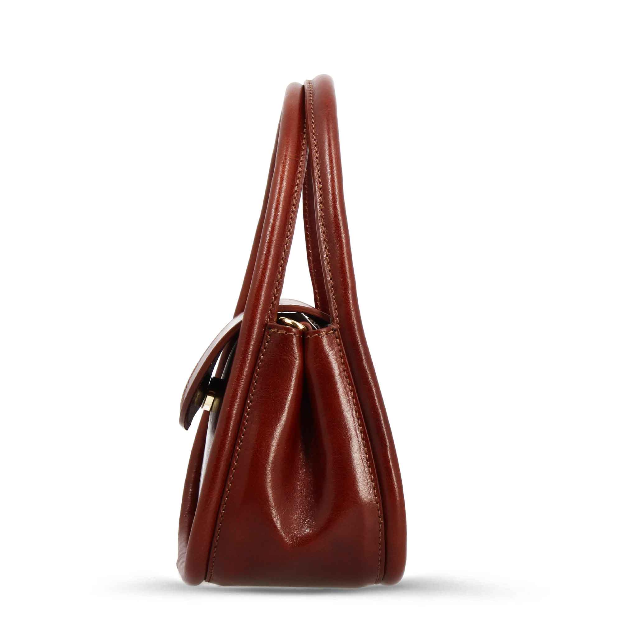 Borsa a mano Caterina artigianale da donna in pelle marrone scuro - Image 2
