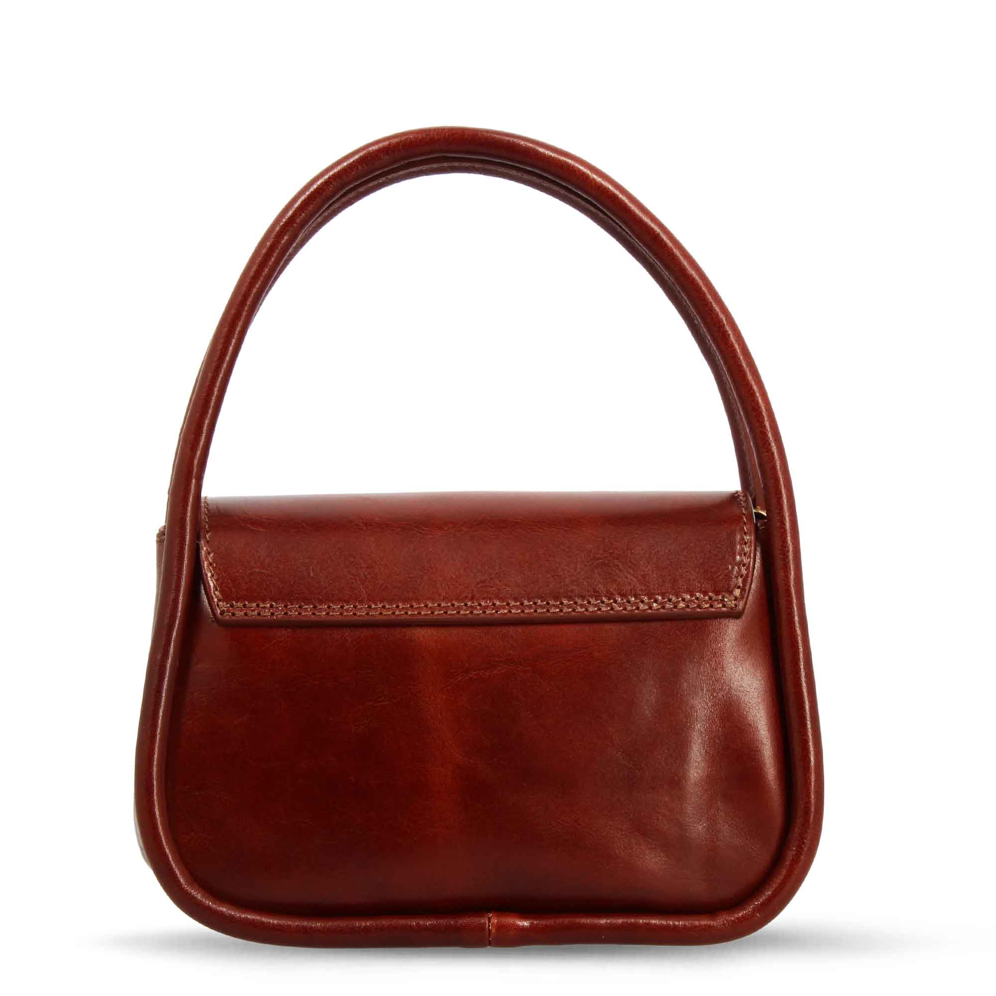 Borsa a mano Caterina artigianale da donna in pelle marrone scuro - Image 3