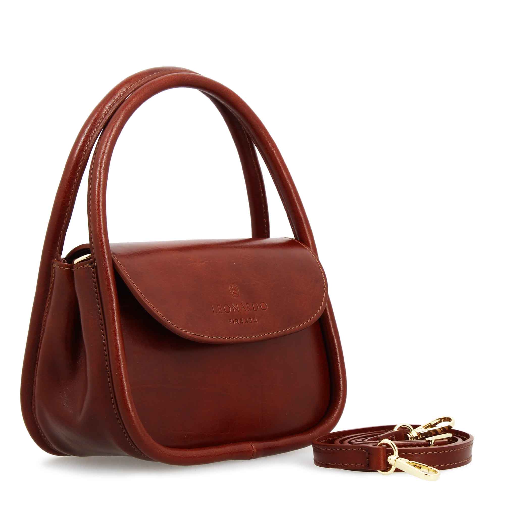 Borsa a mano Caterina artigianale da donna in pelle marrone scuro - Image 4