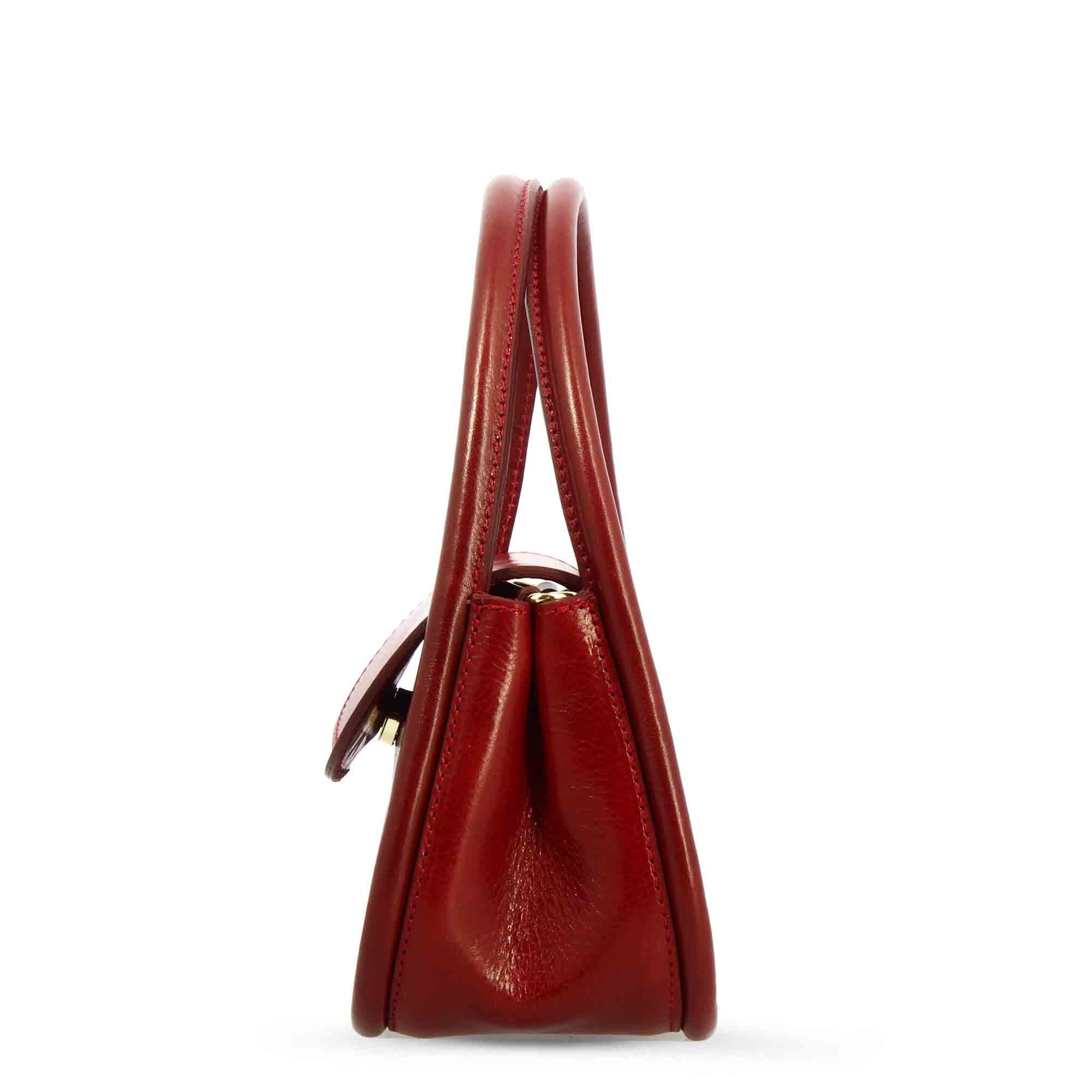Borsa a mano Caterina artigianale da donna in pelle rossa - Image 2