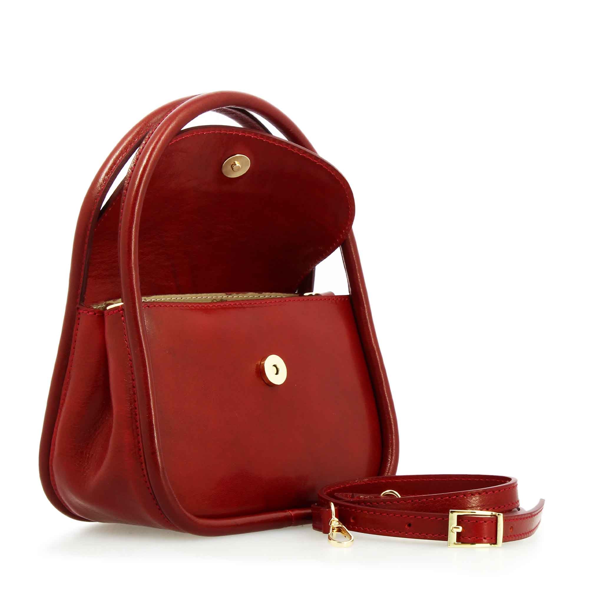 Borsa a mano Caterina artigianale da donna in pelle rossa - Image 4