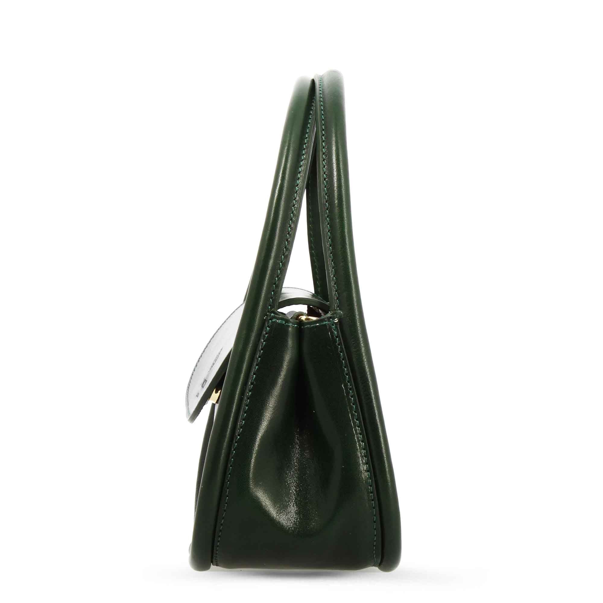 Borsa a mano Caterina artigianale da donna in pelle verde - Image 2