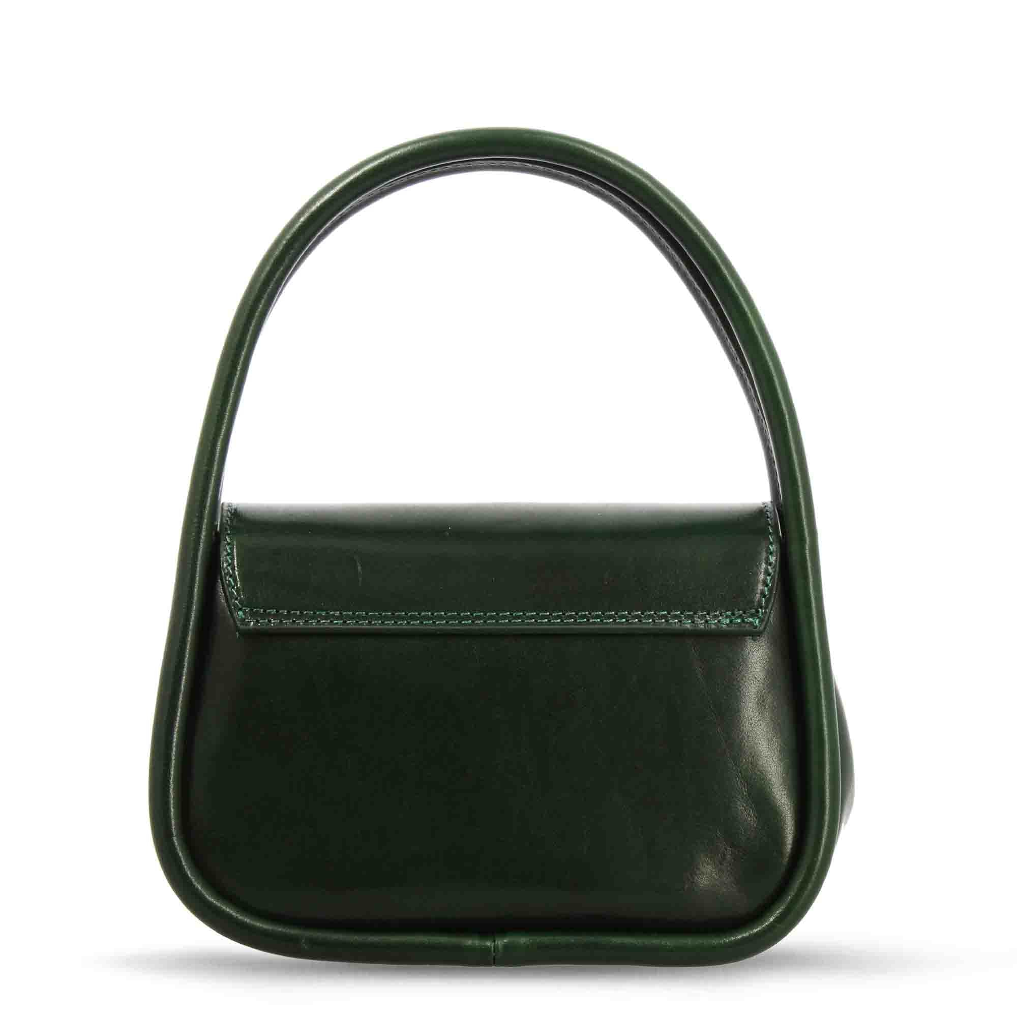 Borsa a mano Caterina artigianale da donna in pelle verde - Image 3