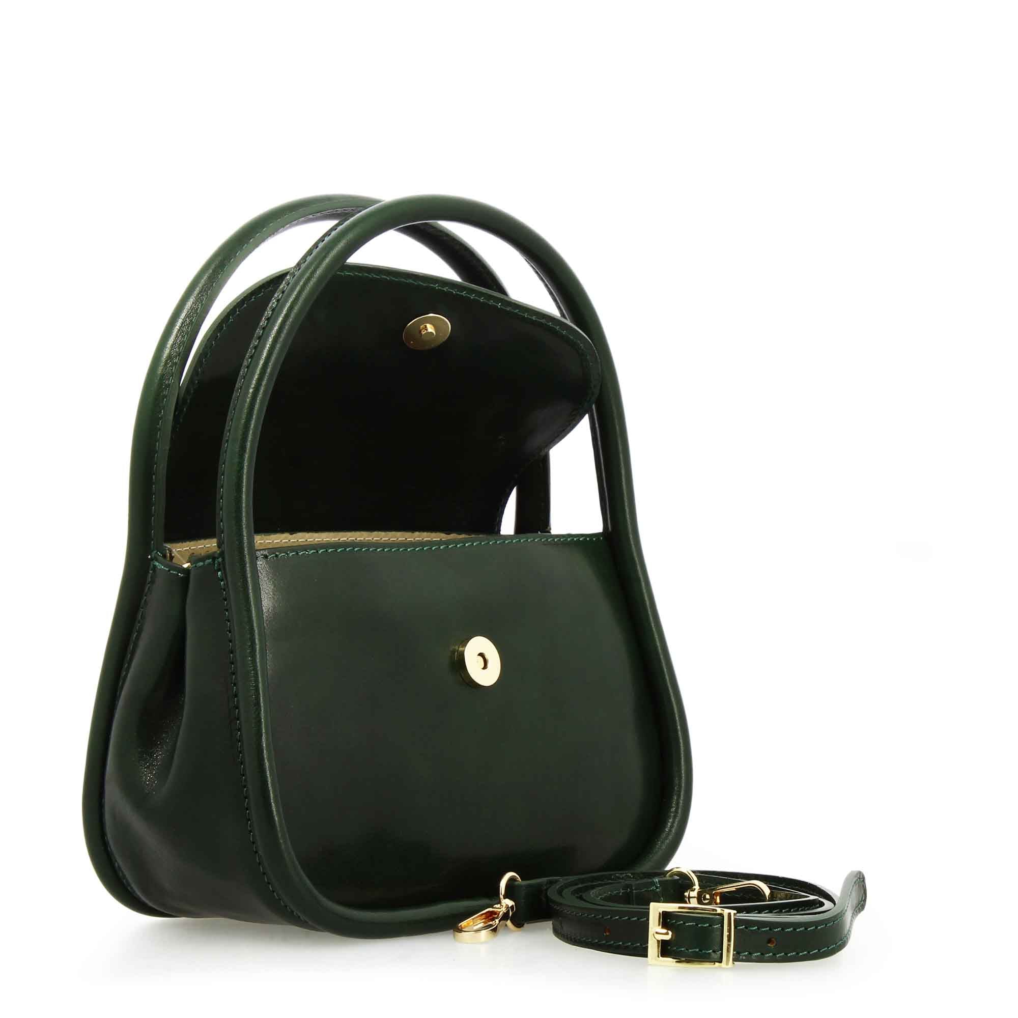 Borsa a mano Caterina artigianale da donna in pelle verde - Image 4