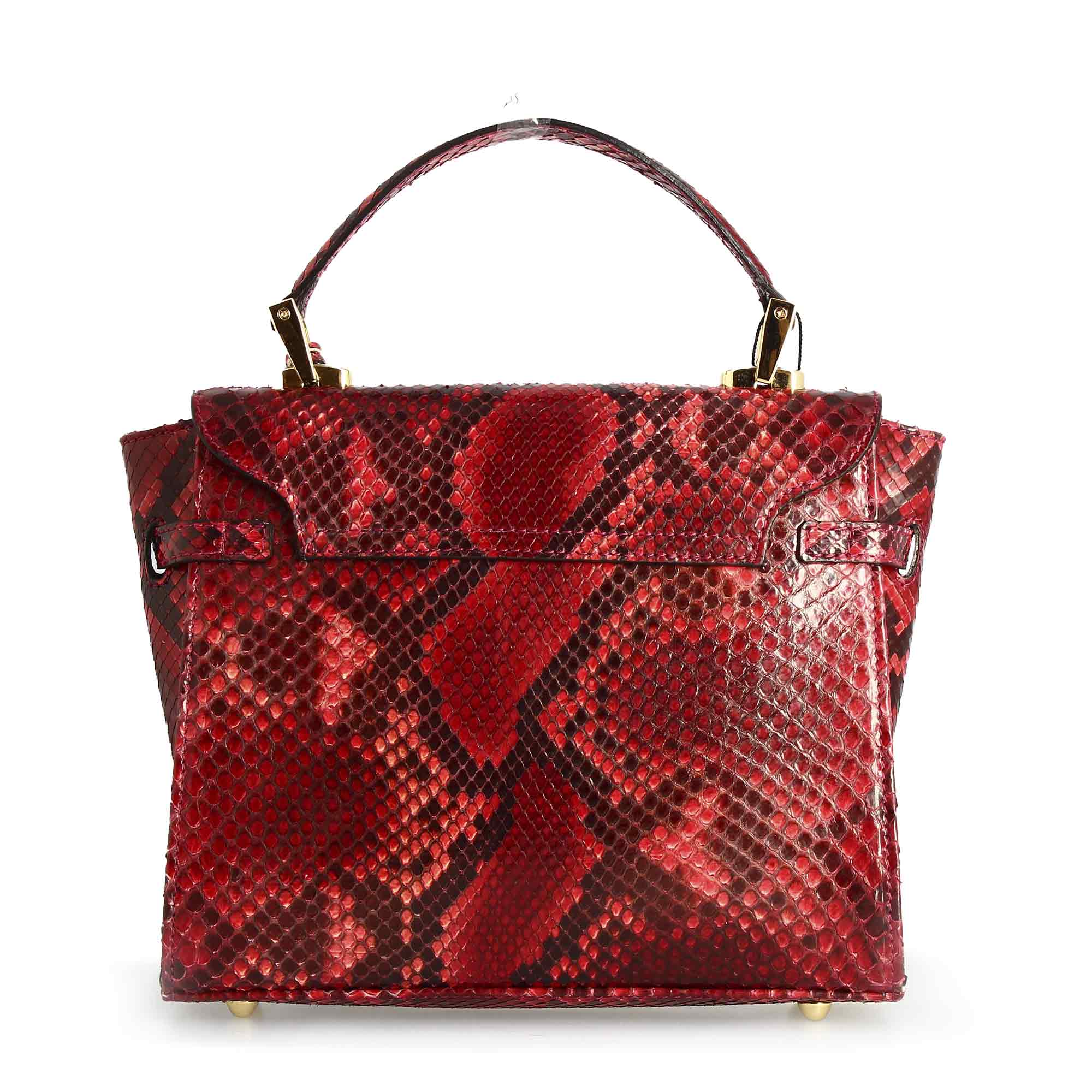Borsa a mano con tracolla da donna artigianale in pelle pregiata rossa - Image 3