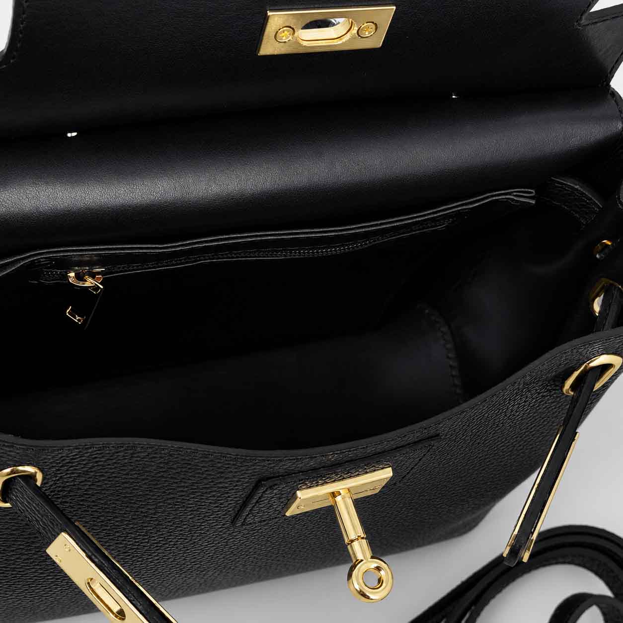 Borsa a mano e tracolla Ninfea da donna in pelle nero - Image 6