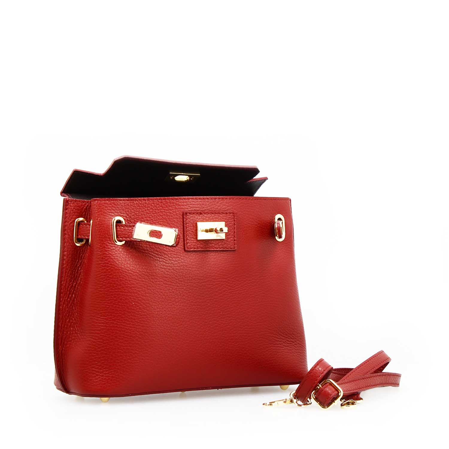 Borsa a mano e tracolla Ninfea da donna in pelle rossa - Image 4