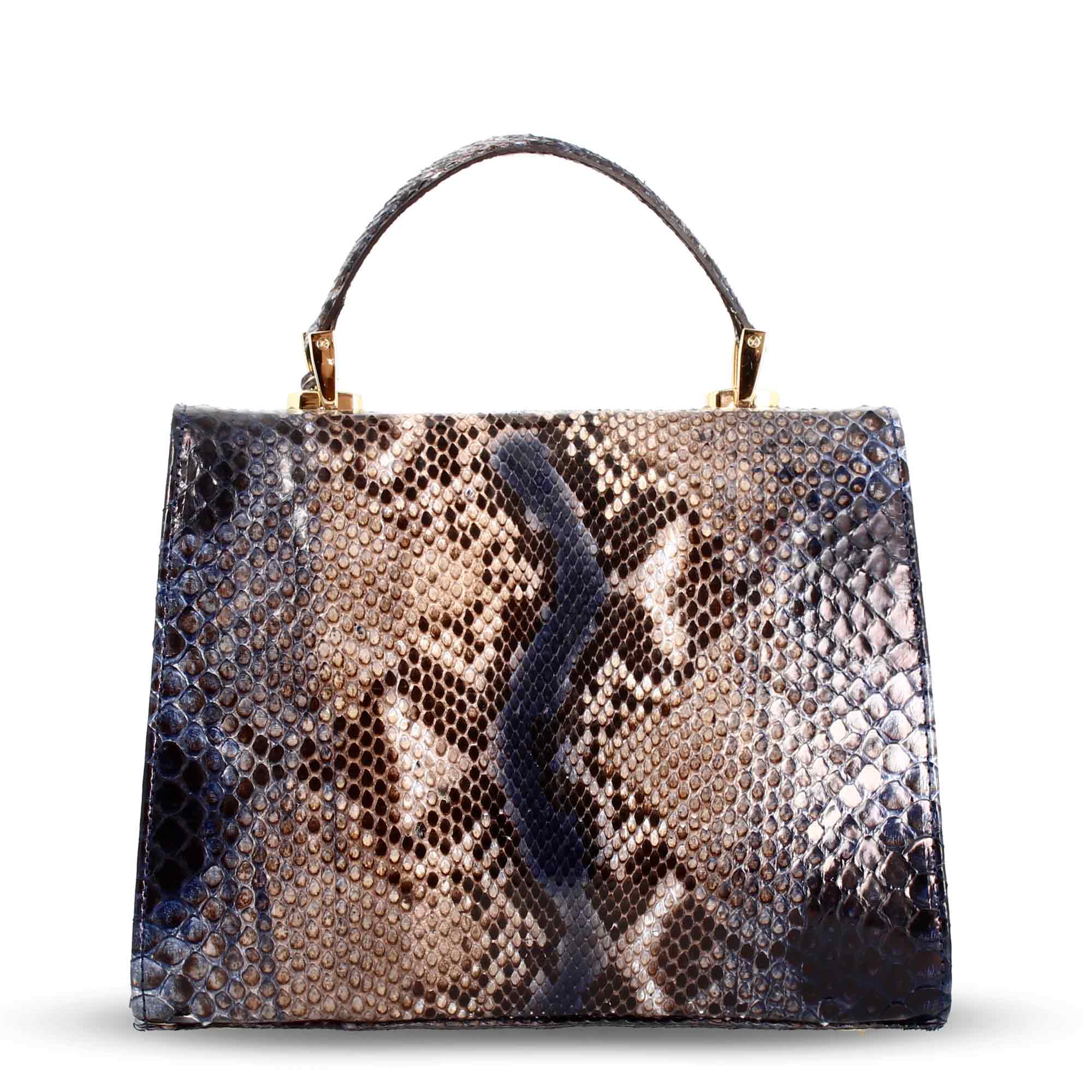 Borsa a mano grande artigianale da donna in pelle pregiata blu - Image 4