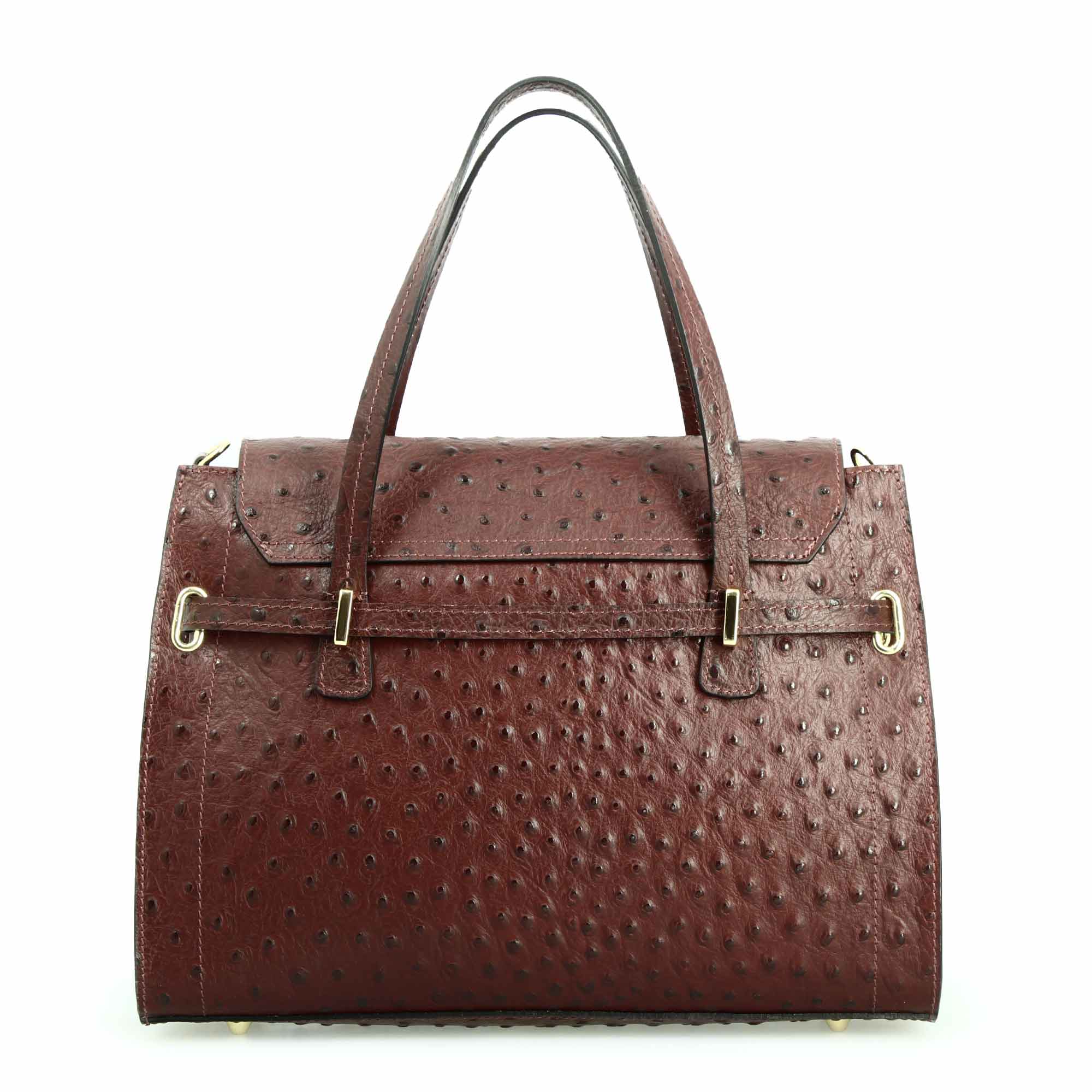 Borsa a mano grande artigianale da donna in pelle stampata bordeaux - Image 3