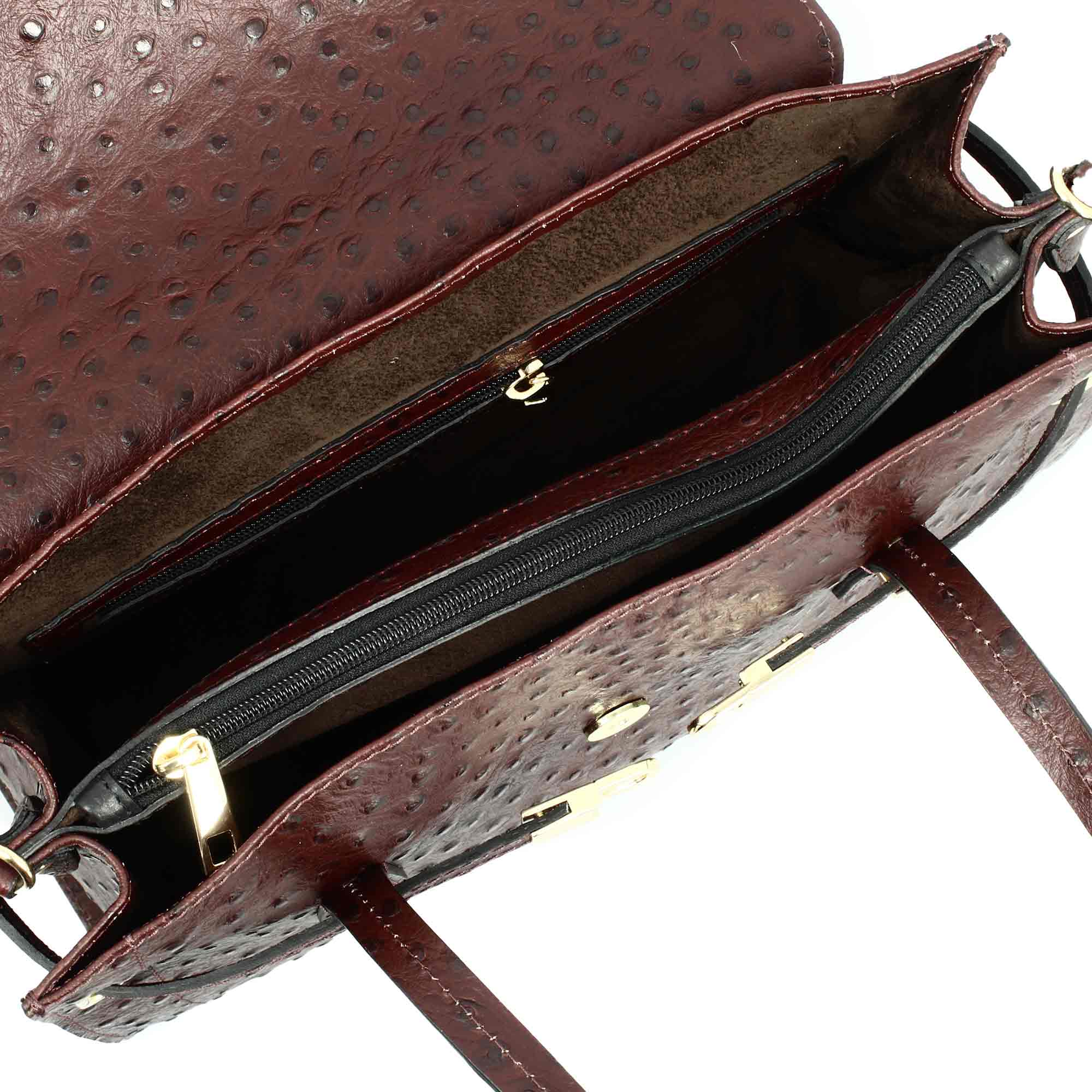 Borsa a mano grande artigianale da donna in pelle stampata bordeaux - Image 4