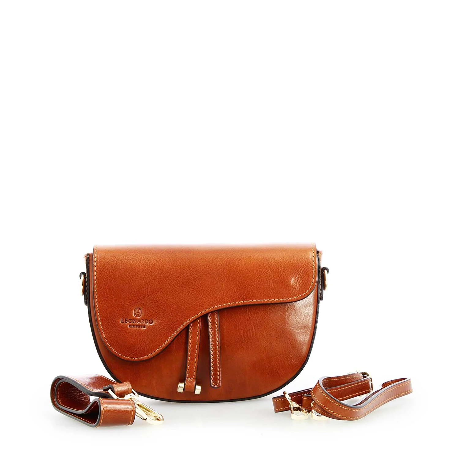 Borsa a tracolla Lena artigianale da donna in pelle marrone - Image 2