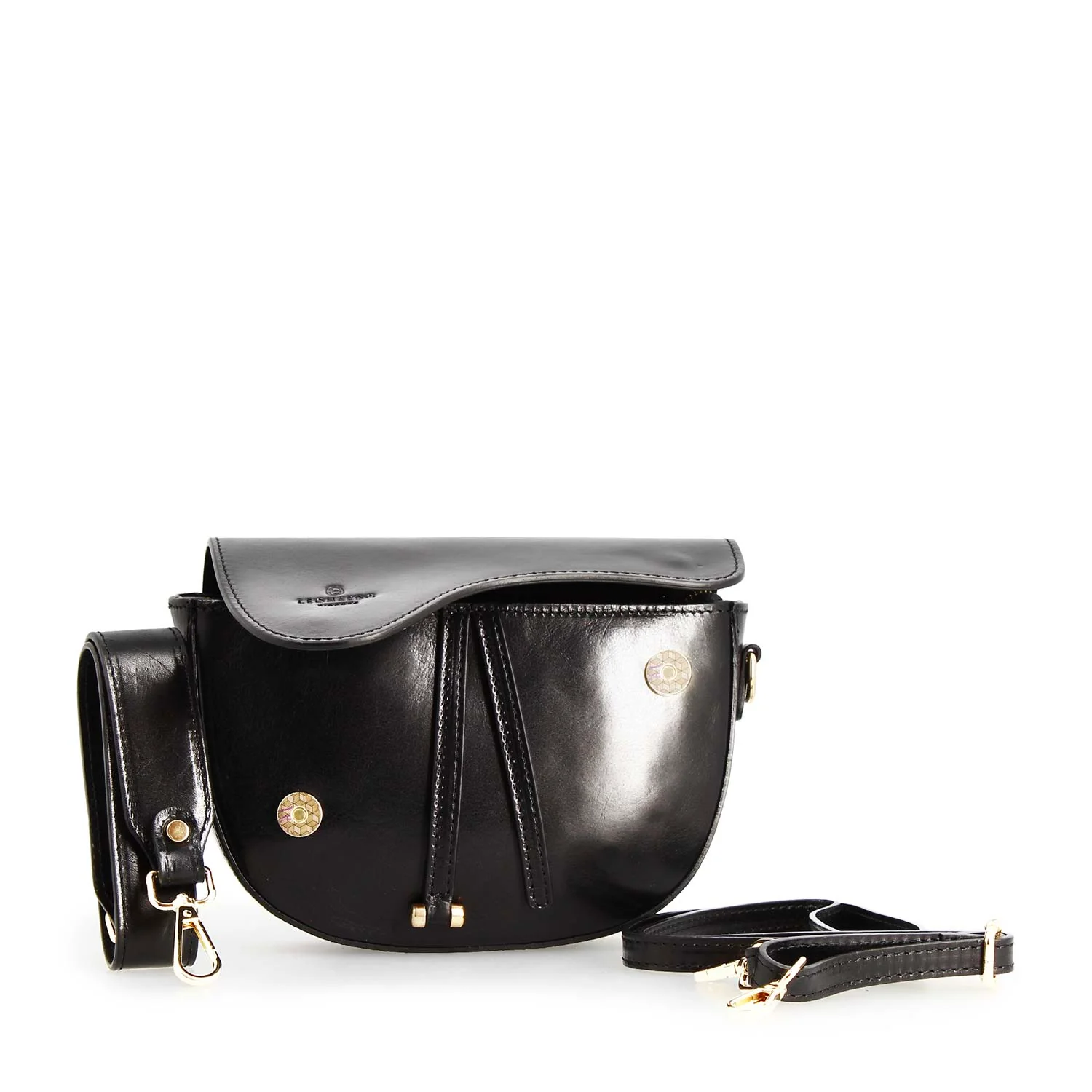 Borsa a mano Lena artigianale da donna in pelle nera - Image 3