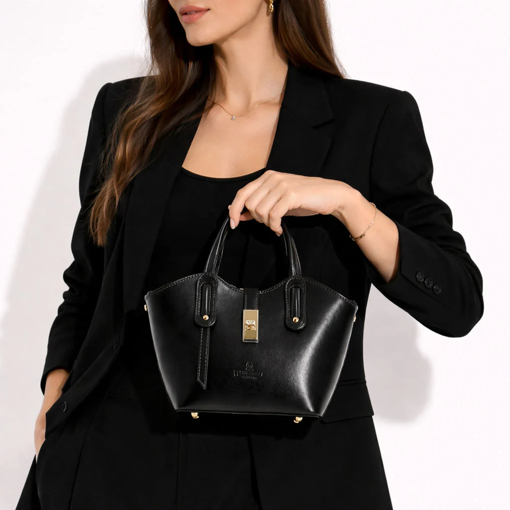 Borsa a mano Lisa da donna in pelle nera - Image 4