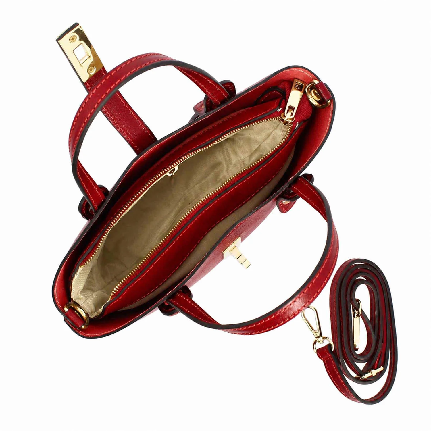 Borsa a mano Lisa da donna in pelle rossa - Image 4