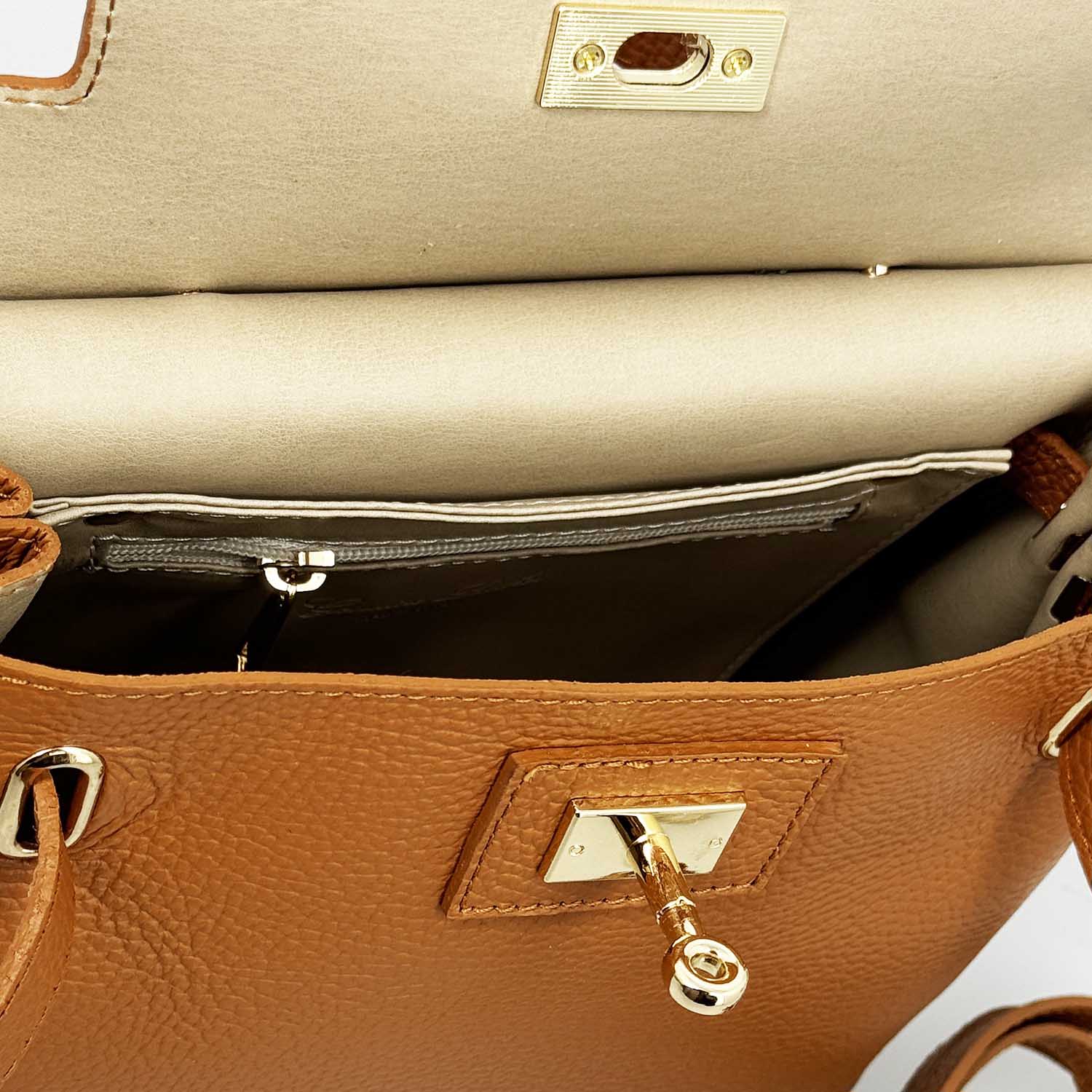 Borsa a mano Ninfea da donna in pelle marrone chiaro - Image 5