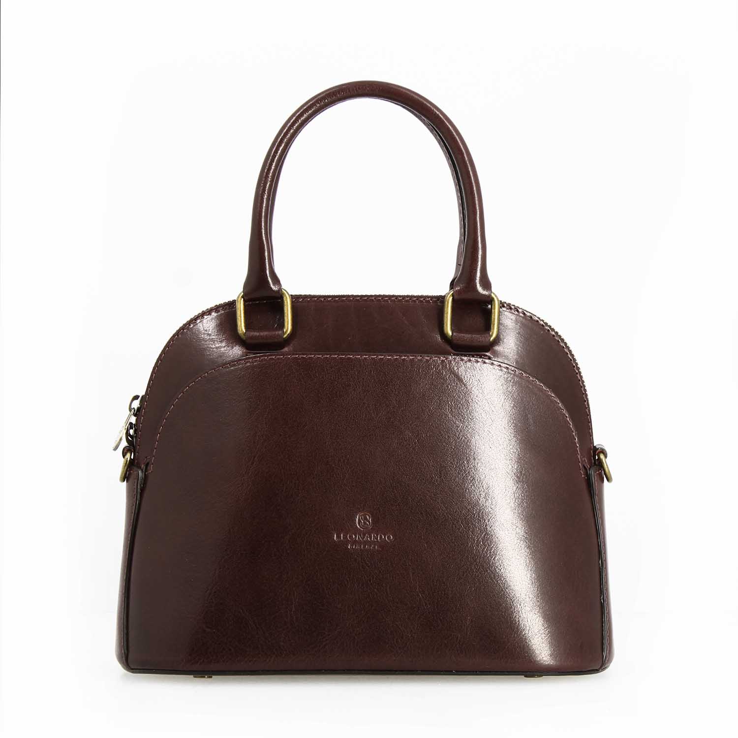 Borsa a mano Zaira da donna in pelle marrone scuro