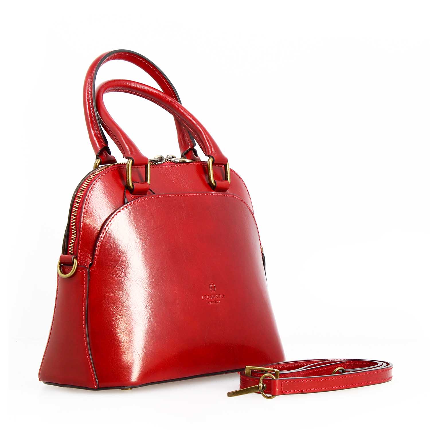 Borsa a mano Zaira da donna in pelle rossa semi lucida - Image 4