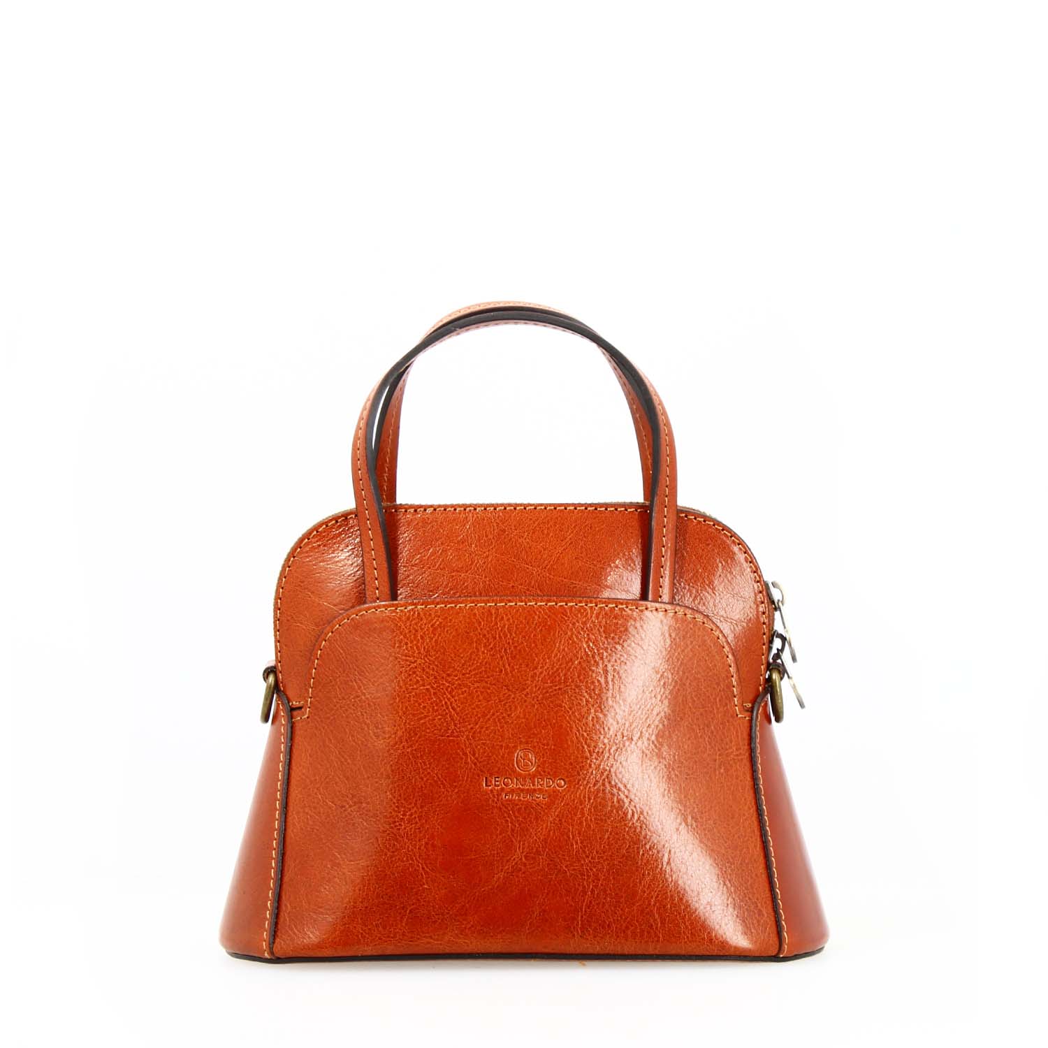 Borsa a tracolla Livia da donna in pelle arancione semi lucida