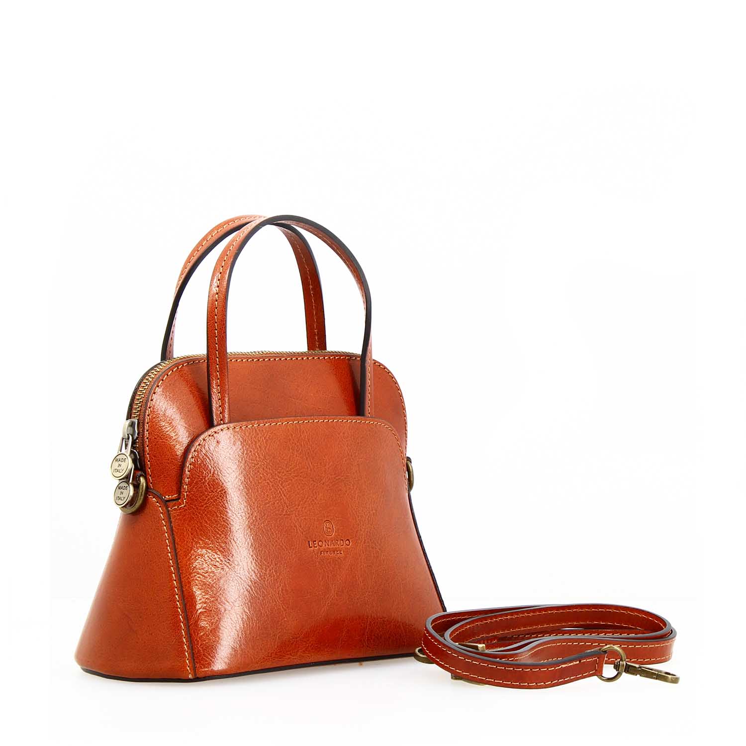 Borsa a tracolla Livia da donna in pelle arancione semi lucida - Image 3