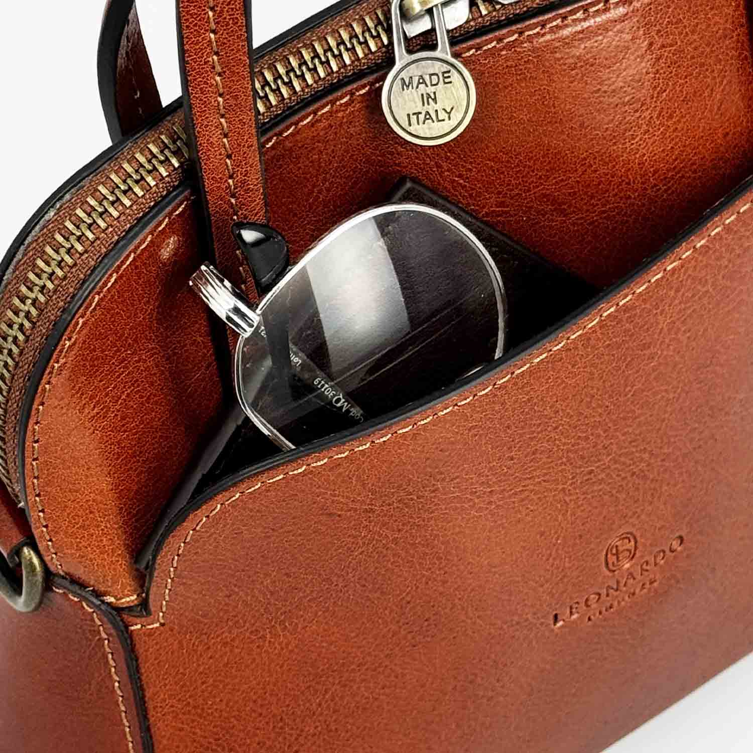 Borsa a tracolla Livia da donna in pelle arancione semi lucida - Image 4