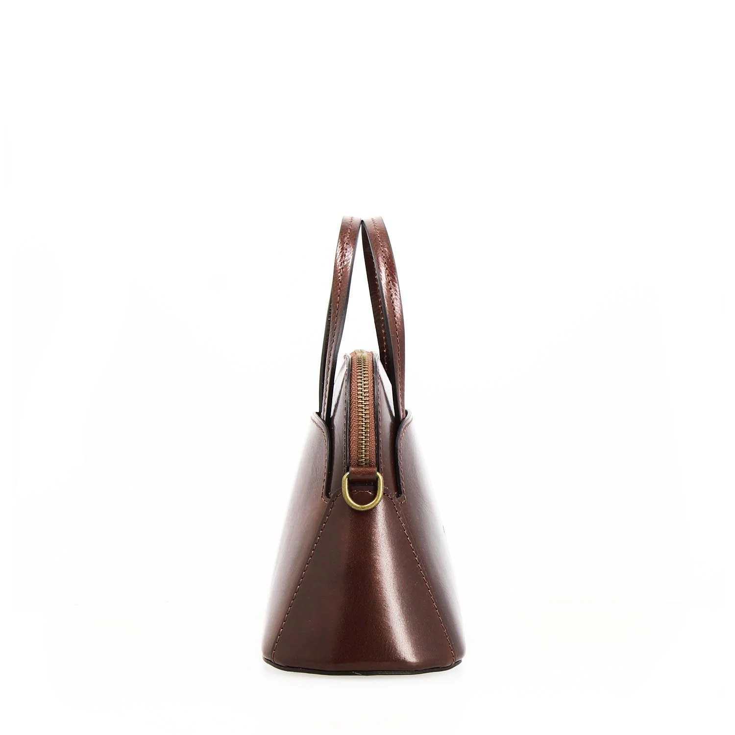 Borsa a tracolla Livia da donna in pelle marrone scuro semi lucida - Image 2