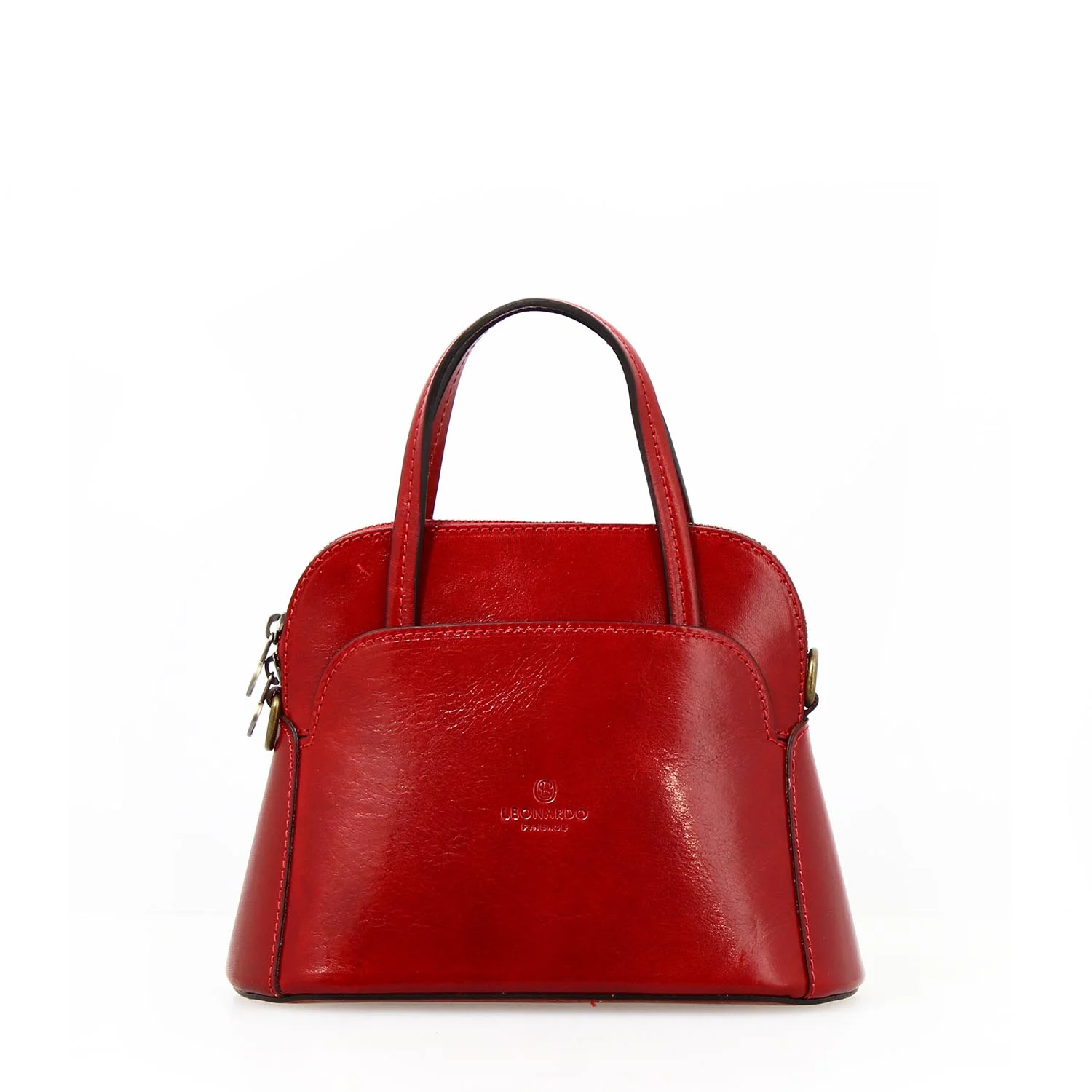 Borsa a tracolla Livia da donna in pelle rossa semi lucida