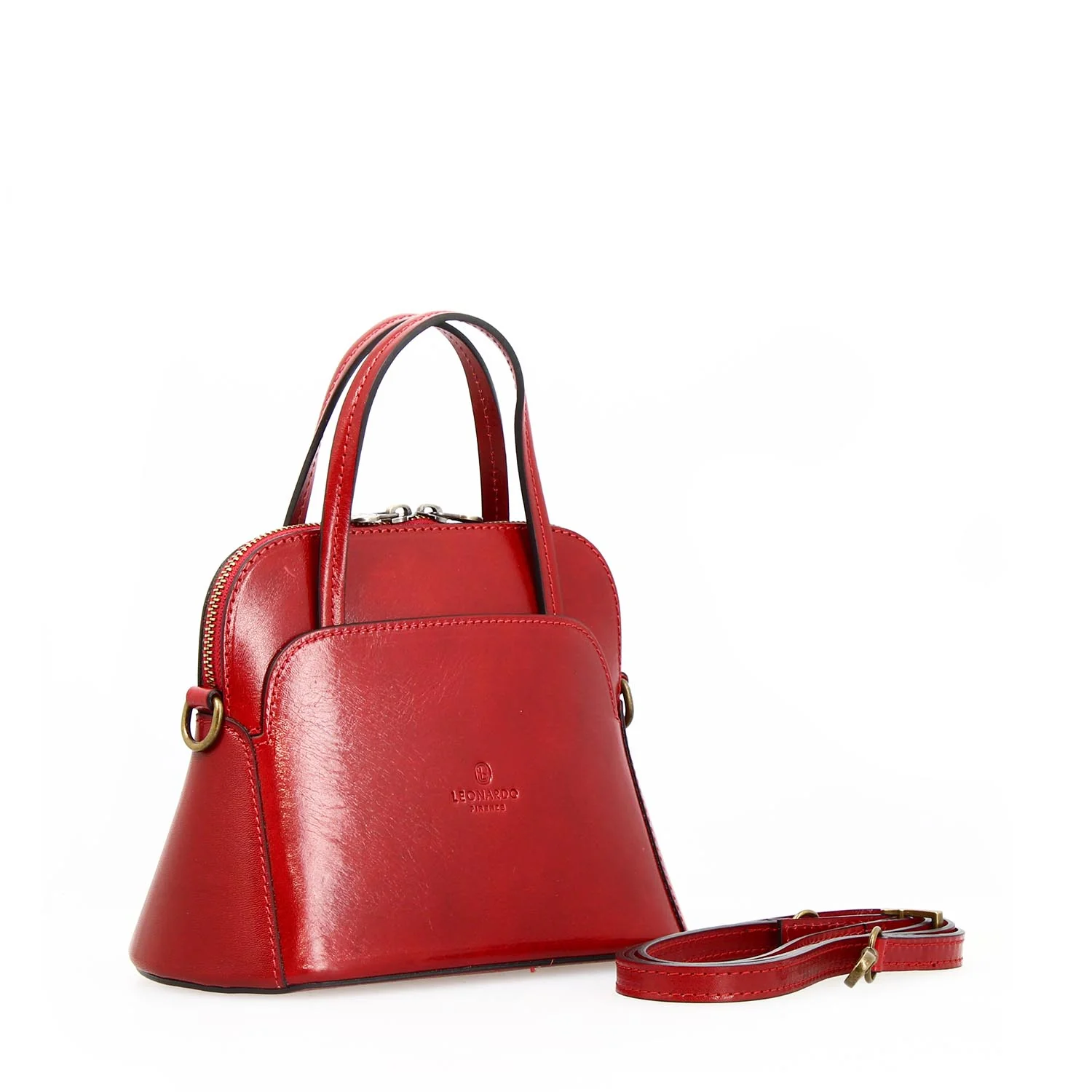 Borsa a tracolla Livia da donna in pelle rossa semi lucida - Image 3