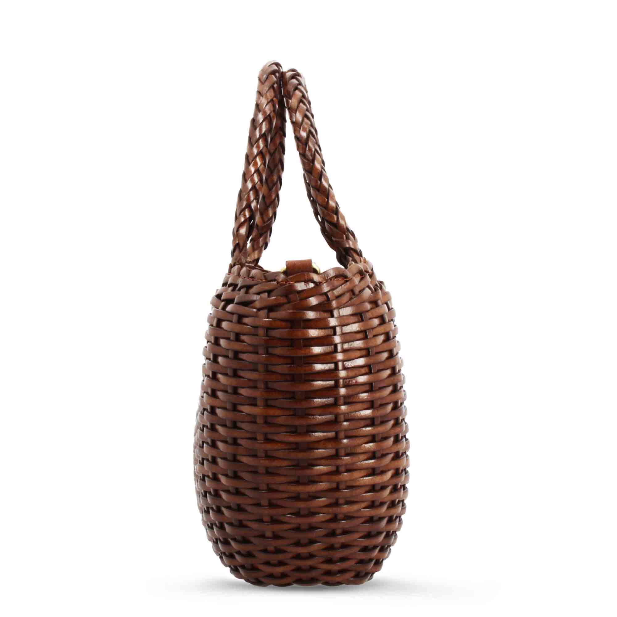 Borsa Canestra L artigianale in pelle intrecciata marrone - Image 2