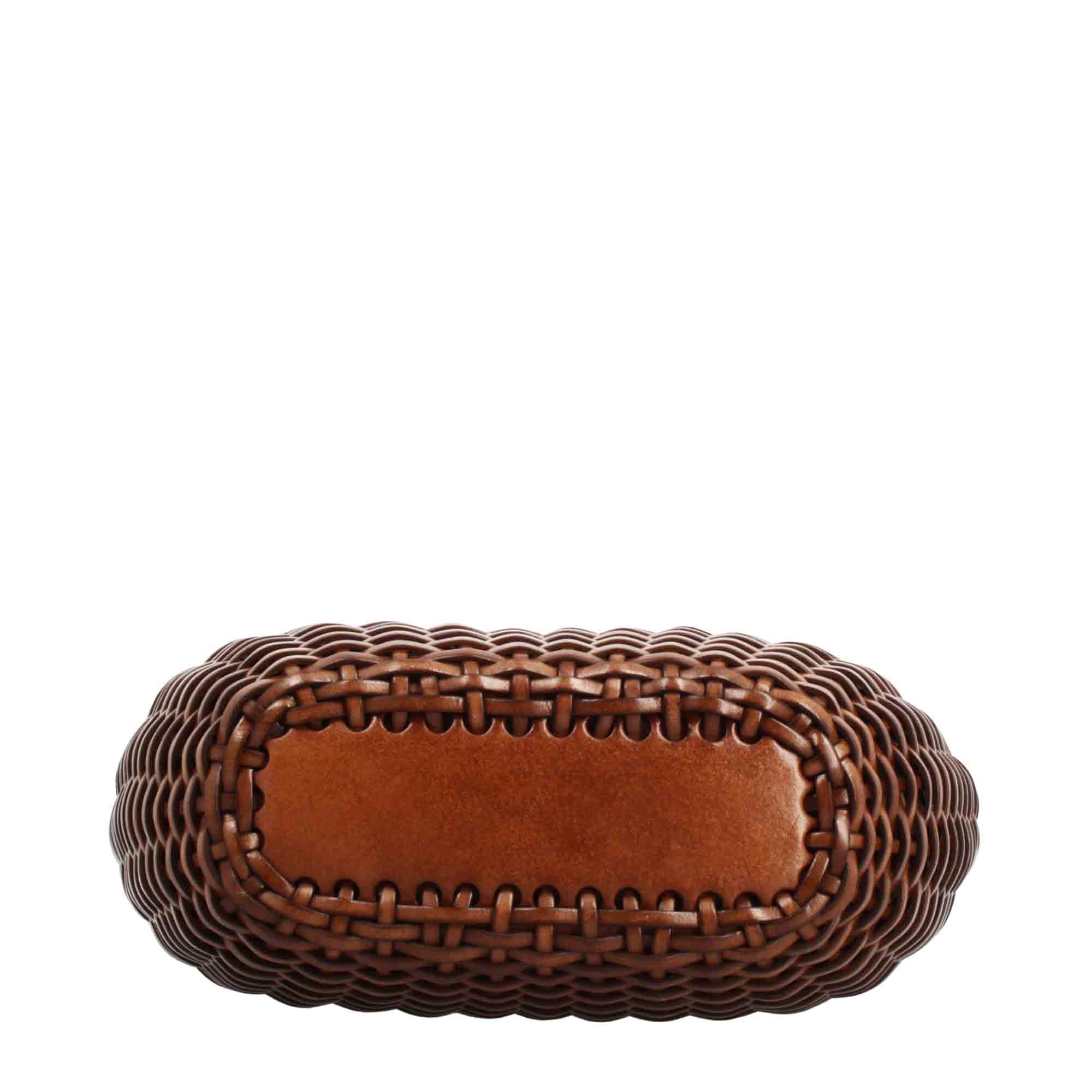 Borsa Canestra L artigianale in pelle intrecciata marrone - Image 3
