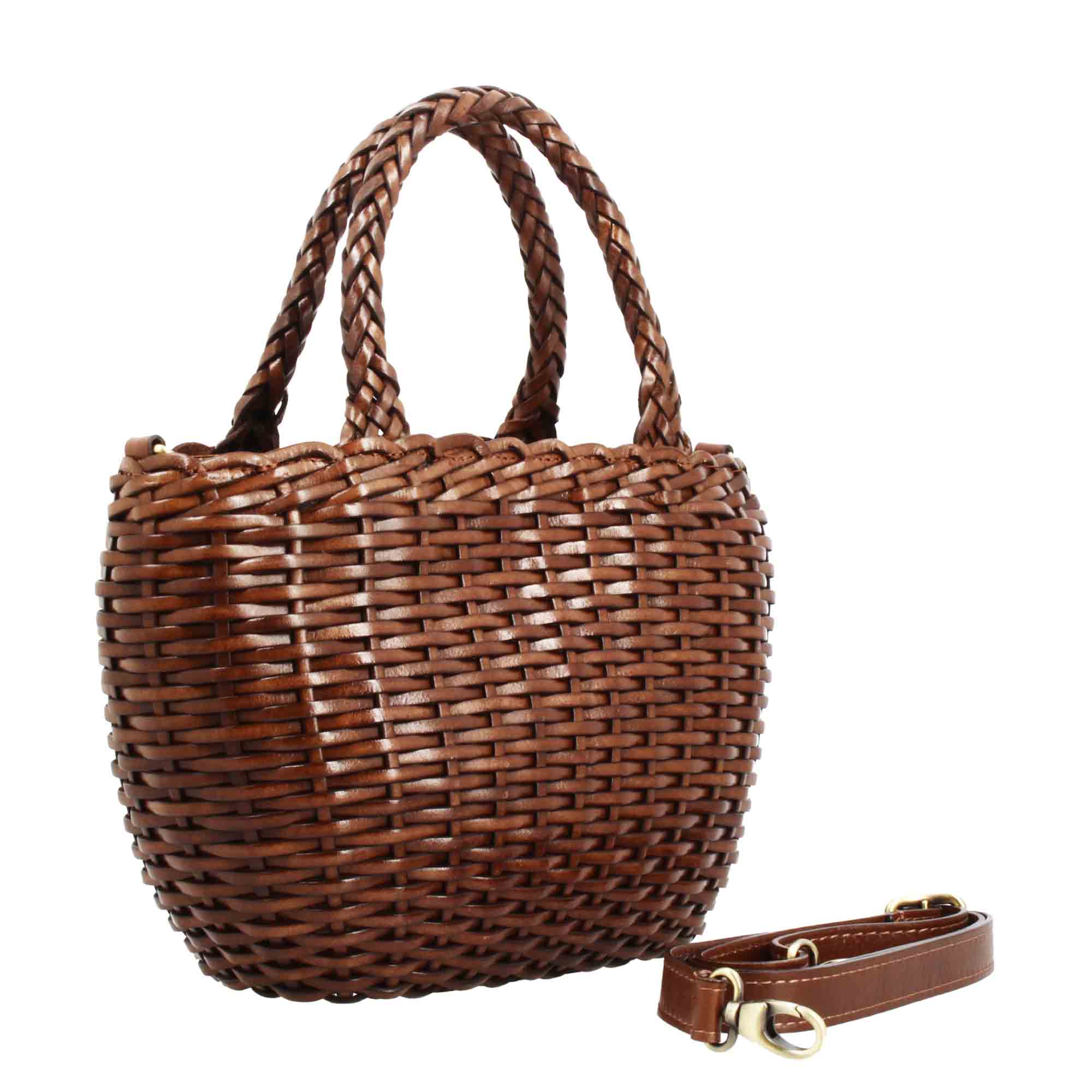 Borsa Canestra L artigianale in pelle intrecciata marrone - Image 4