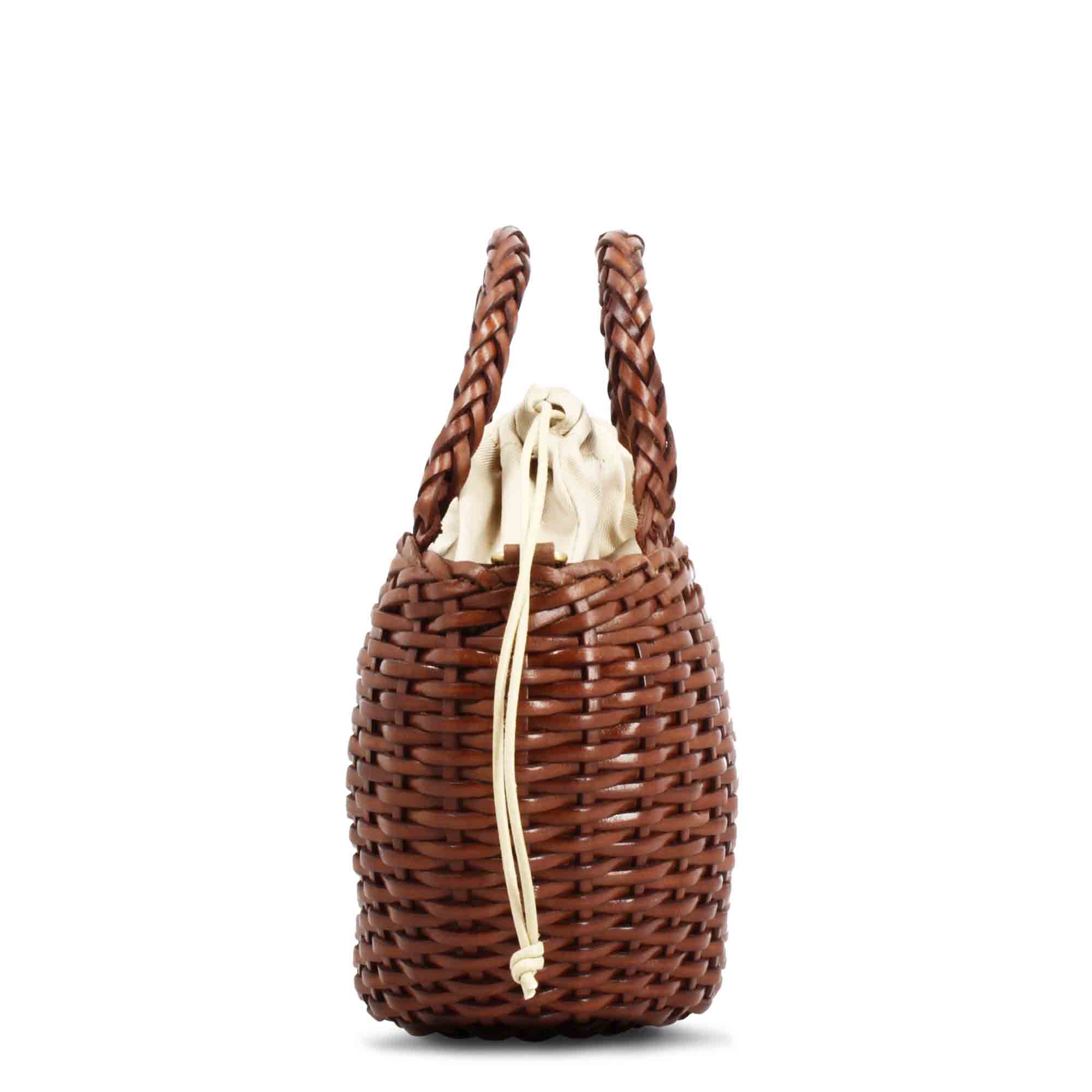 Borsa Canestra M artigianale in pelle intrecciata marrone - Image 2