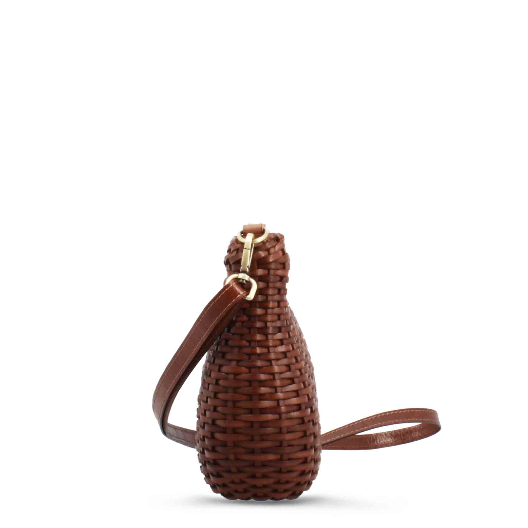 Borsa Canestra S artigianale in pelle intrecciata marrone - Image 2