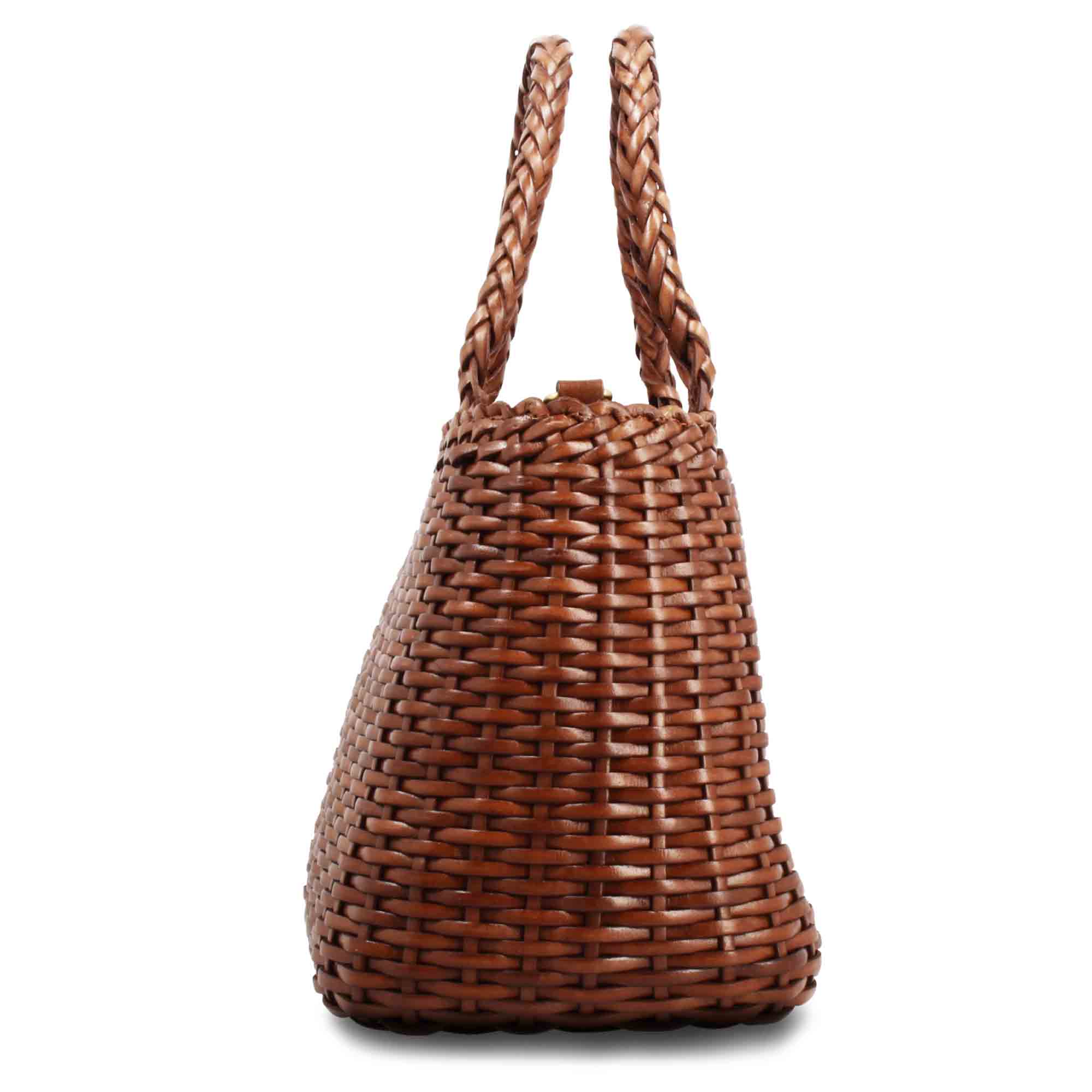 Borsa Canestra XL artigianale in pelle intrecciata marrone - Image 2