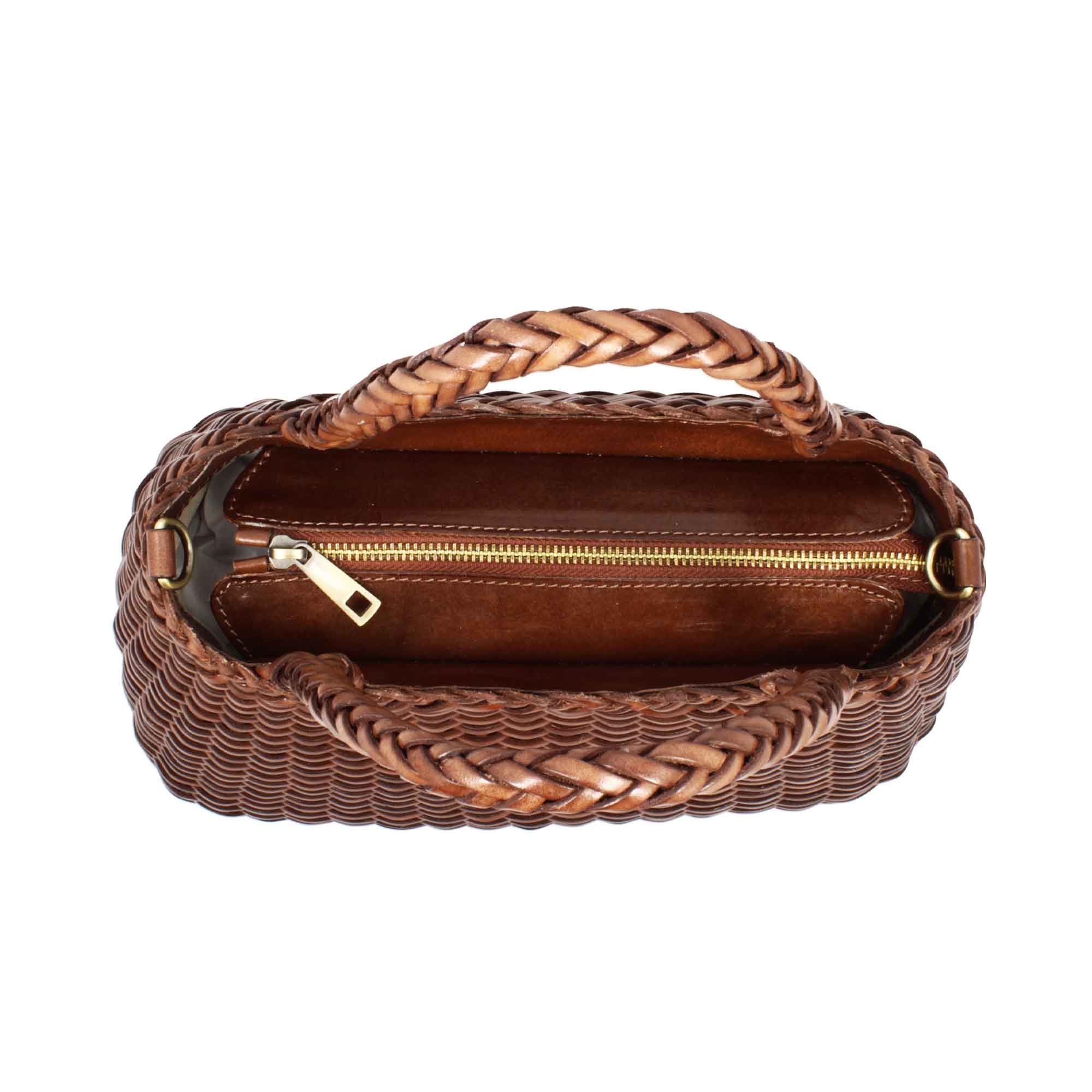 Borsa Canestra XL artigianale in pelle intrecciata marrone - Image 4