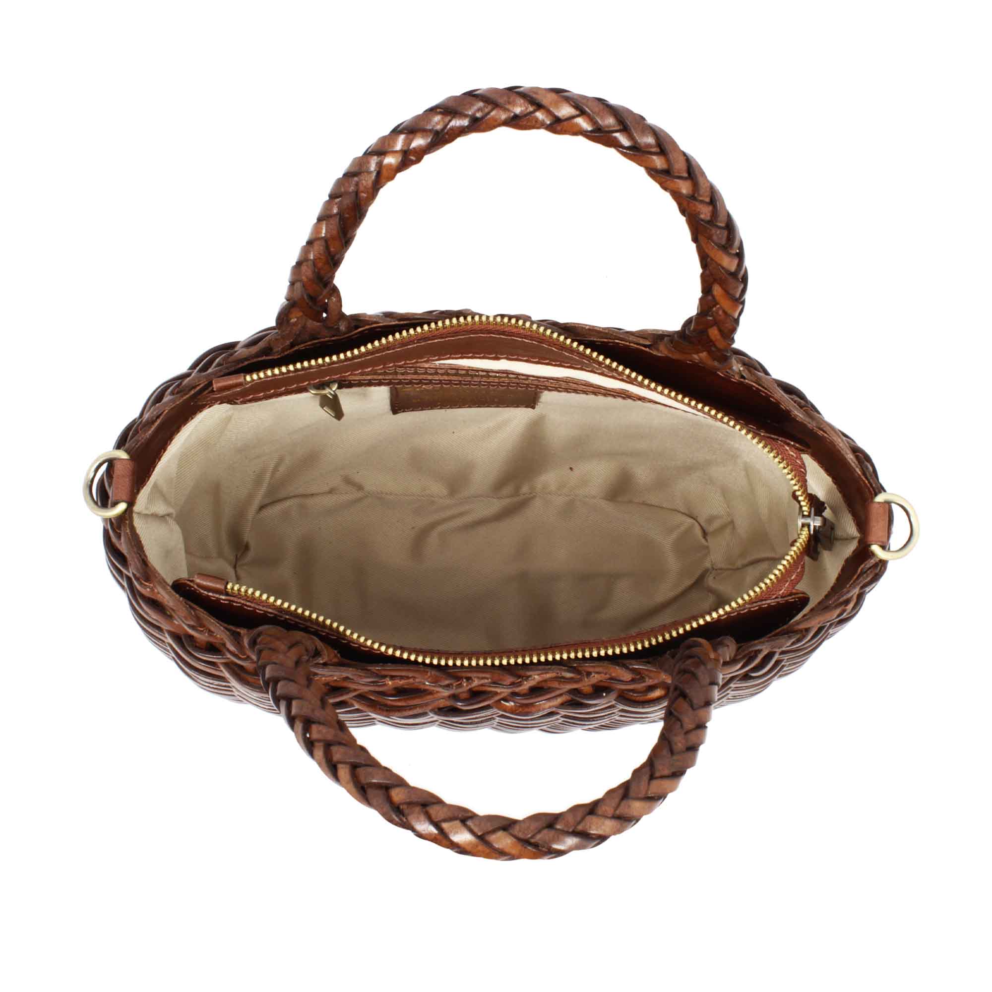 Borsa Canestra XL artigianale in pelle intrecciata marrone - Image 5