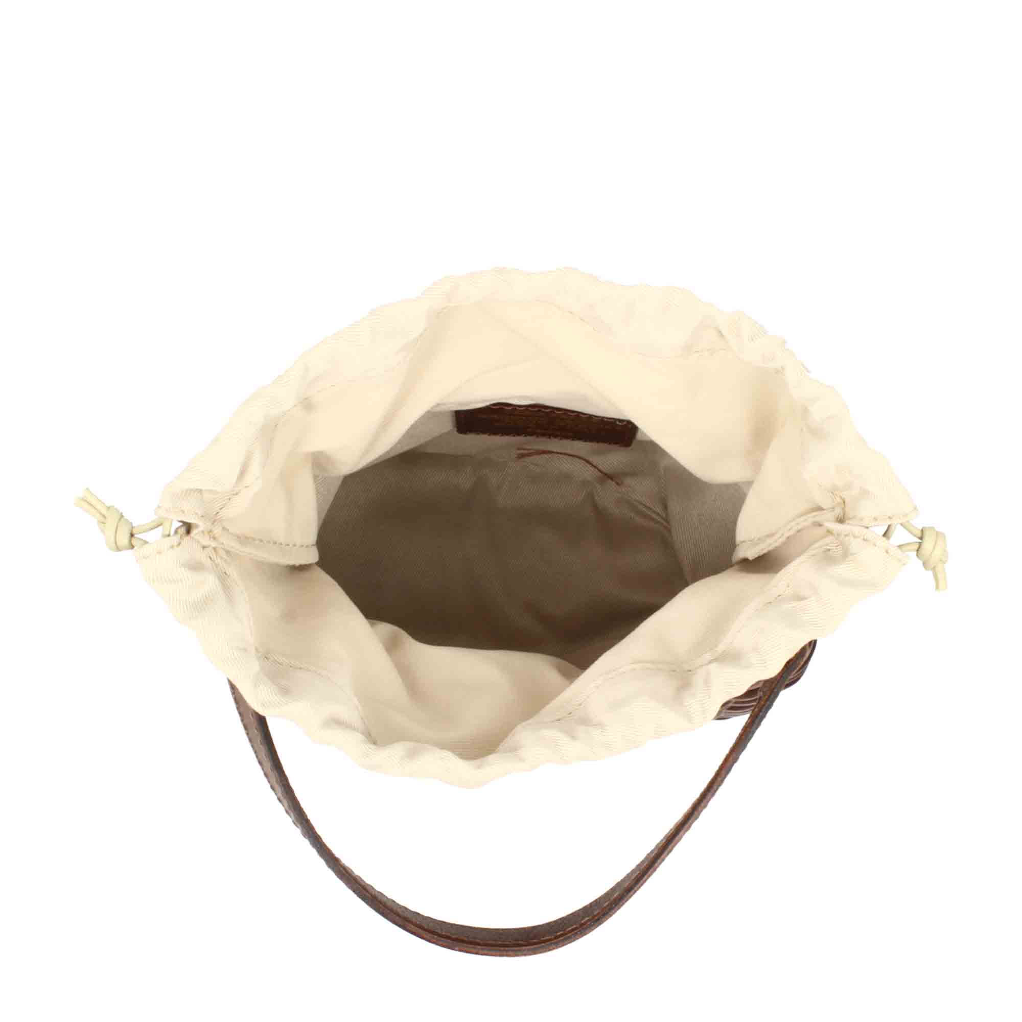 Borsa Canestra XS artigianale in pelle intrecciata marrone - Image 4