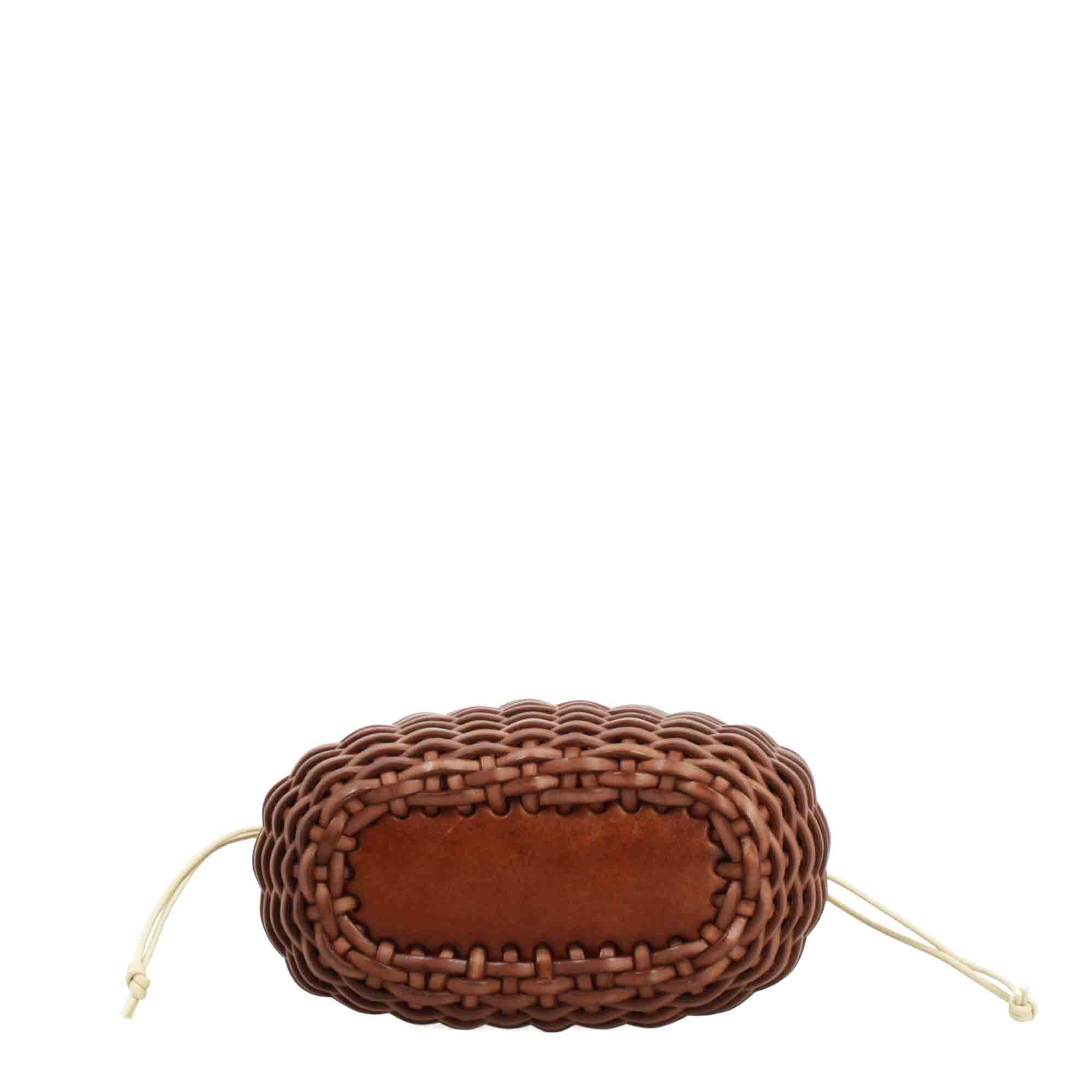 Borsa Canestra XS artigianale in pelle intrecciata marrone - Image 5