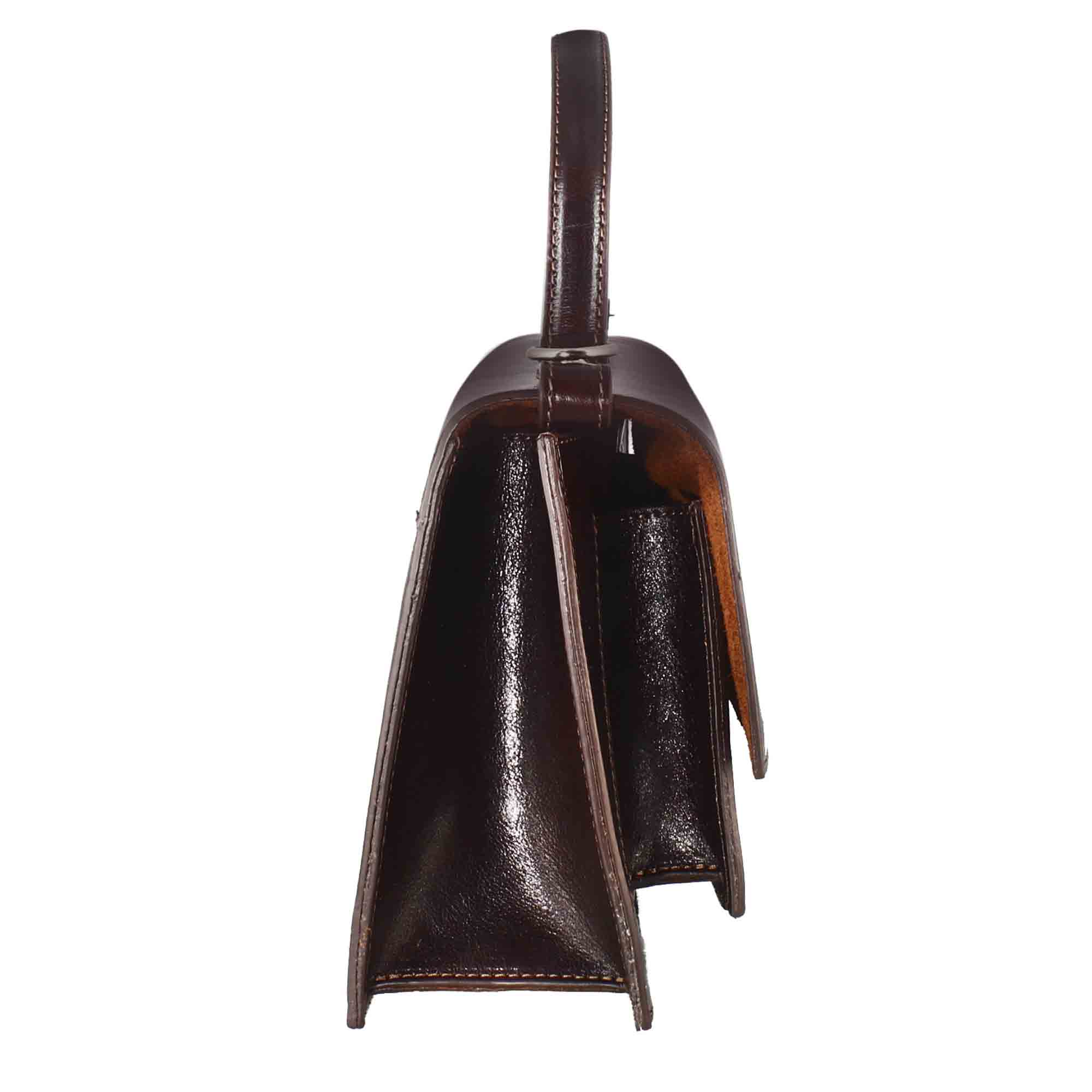 Borsa Contessina da donna classica in pelle liscia colore marrone scuro - Image 4