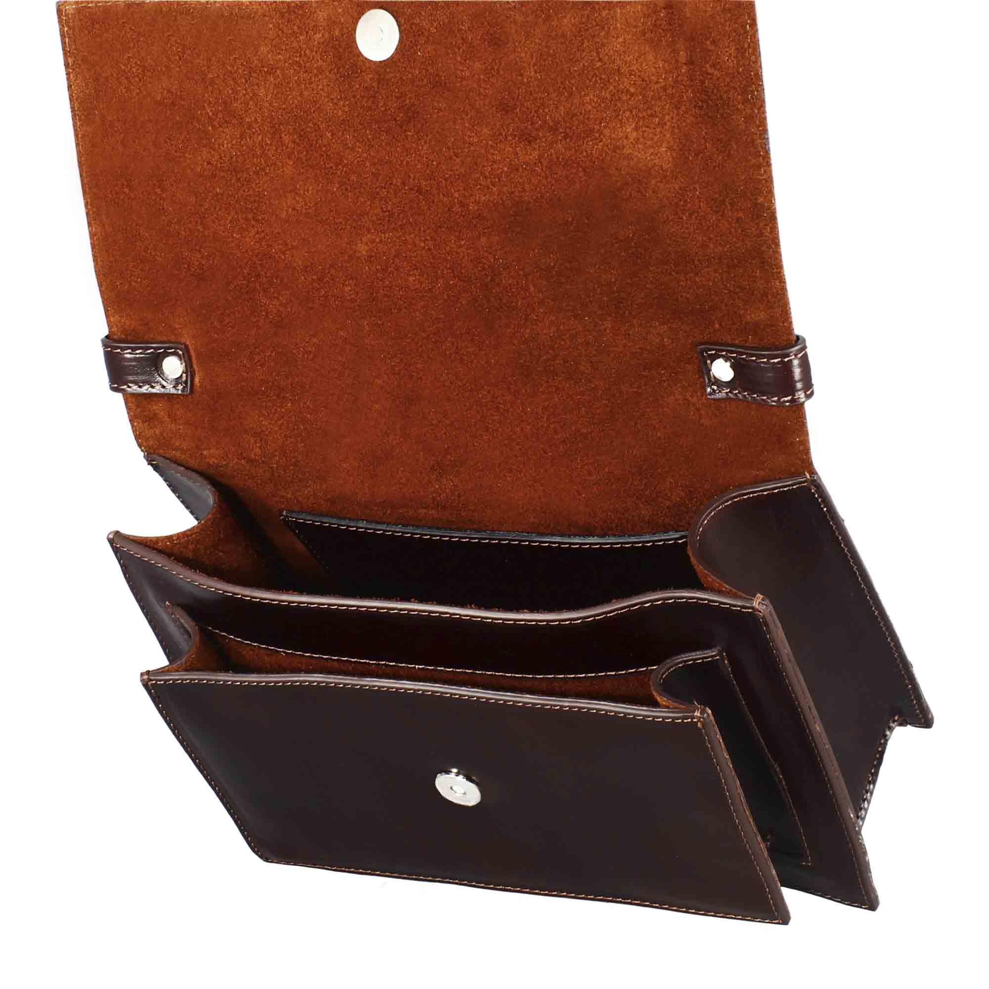 Borsa Contessina da donna classica in pelle liscia colore marrone scuro - Image 6