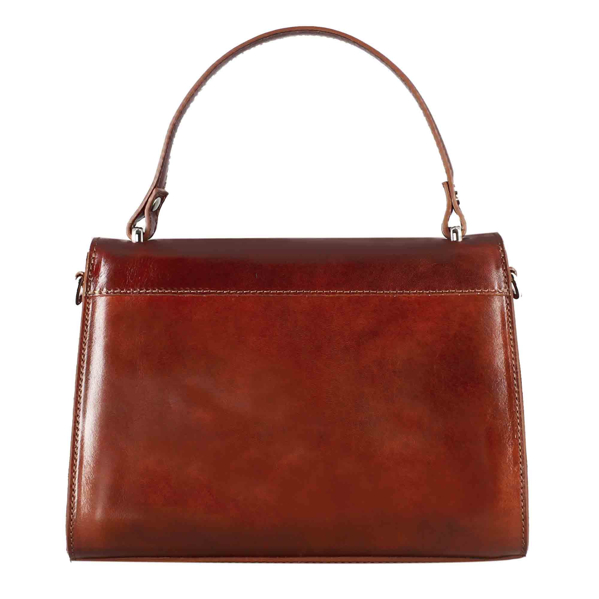 Borsa Lucrezia bauletto da donna classica in pelle liscia colore marrone - Image 3