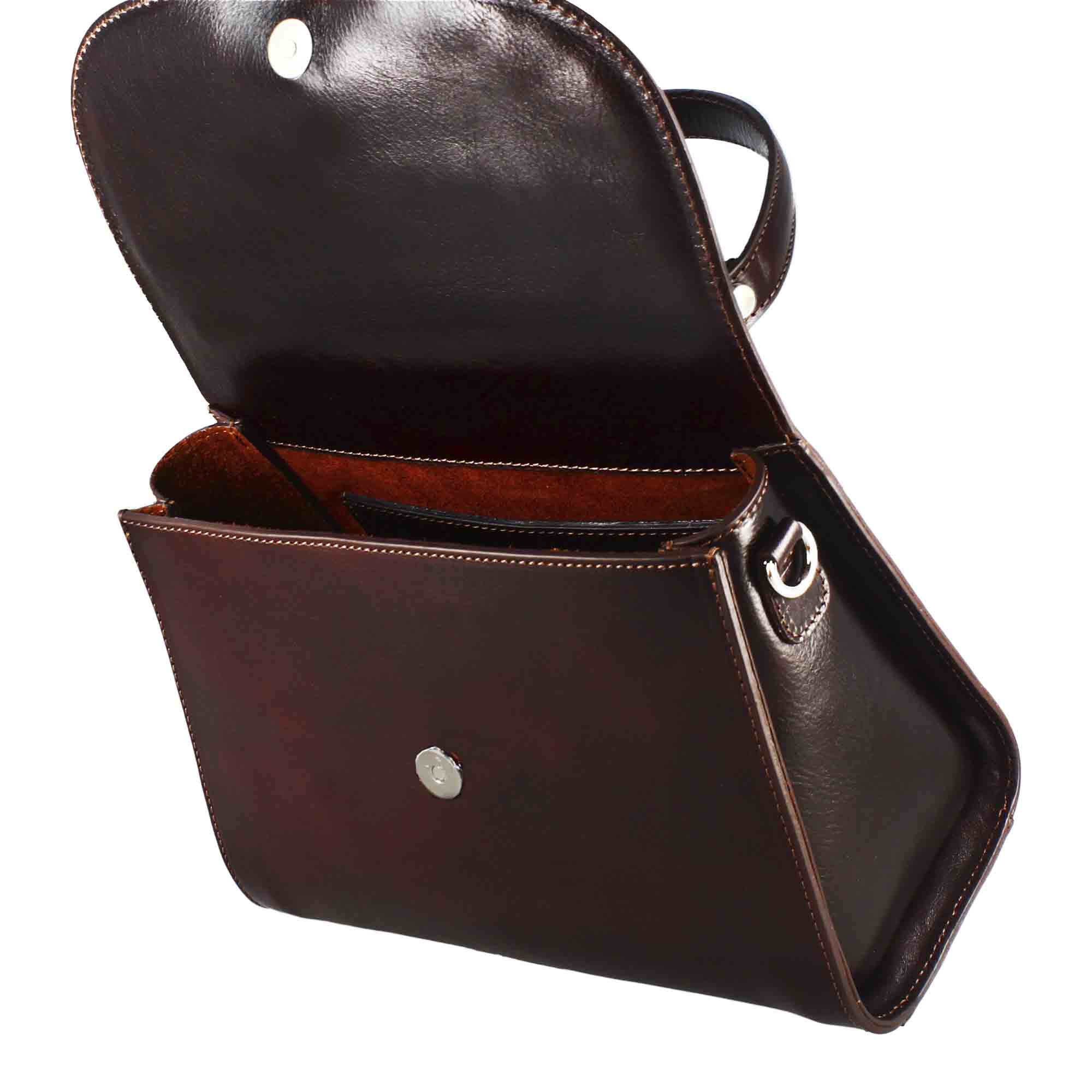 Borsa Lucrezia bauletto da donna classica in pelle liscia colore marrone scuro - Image 4