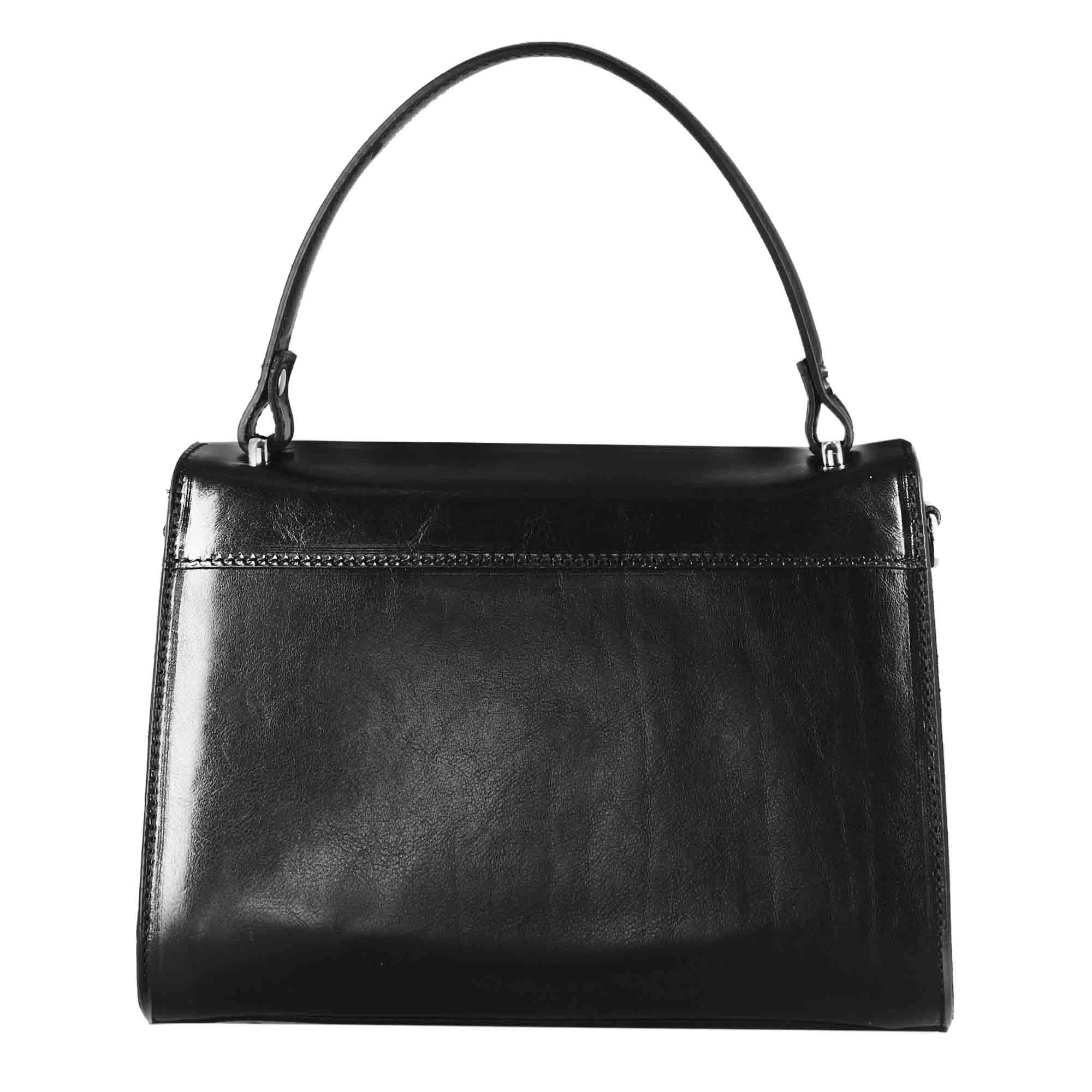 Borsa Lucrezia bauletto da donna classica in pelle liscia colore nero - Image 3