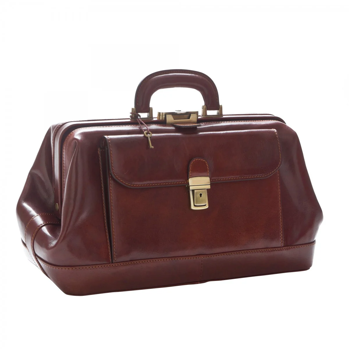 Borsa Medico in pelle pieno fiore con cerniera in metallo e tasca frontale - Image 7