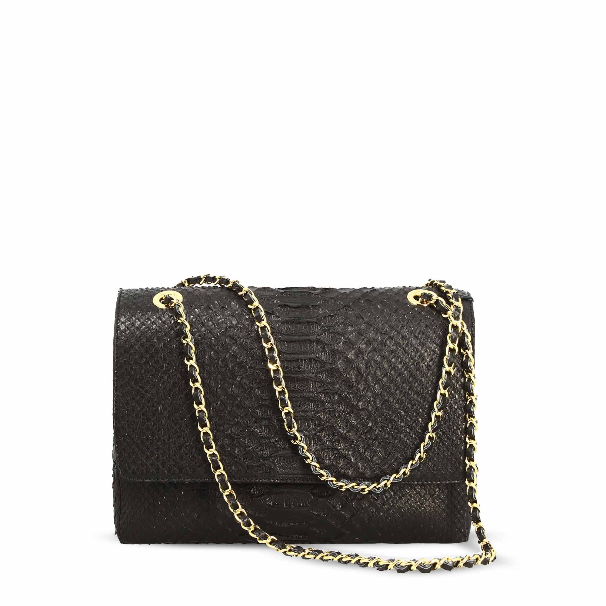 Borsa a spalla da donna in pelle pregiata nera - Image 3