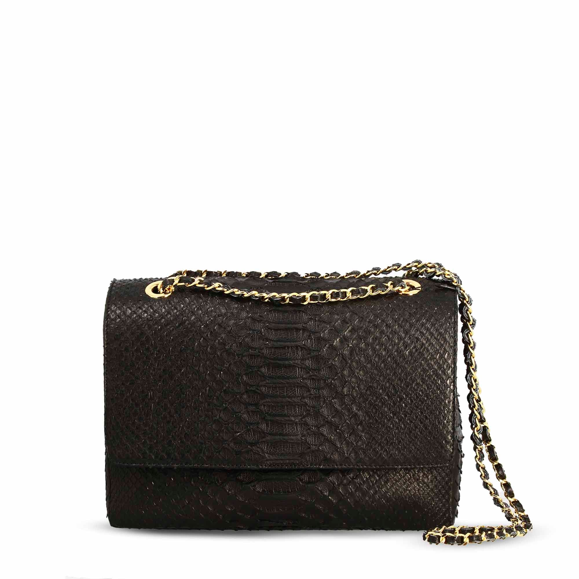 Borsa a spalla da donna in pelle pregiata nera - Image 4